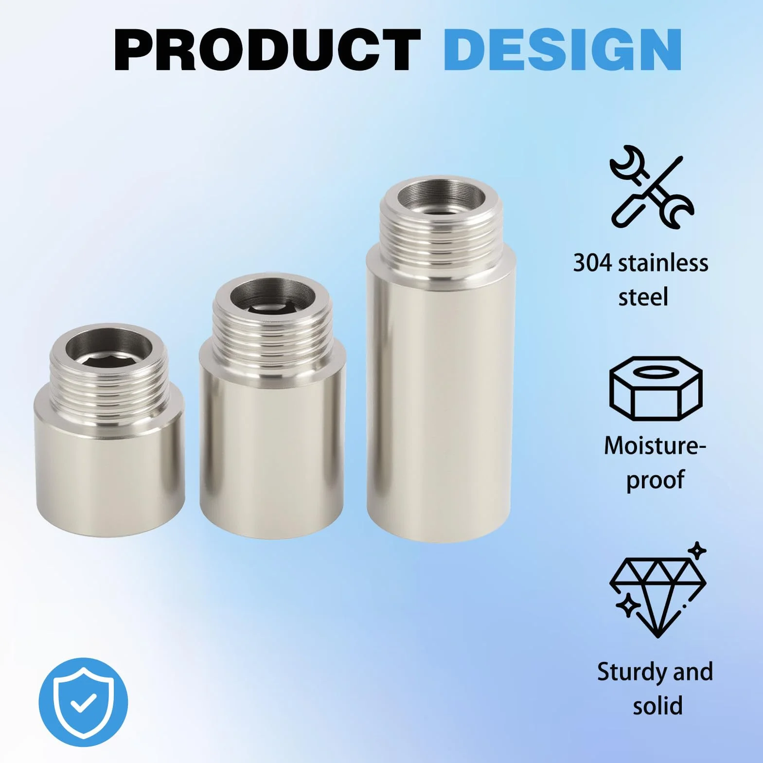 6 Piezas Extensiones de Grifo de 1/2 Pulgada, Racor de Prolongación de Acero Inoxidable, Adaptador de Grifo 1/2, Conector de Aireador de Grifo para Ducha y Tuberías de Agua