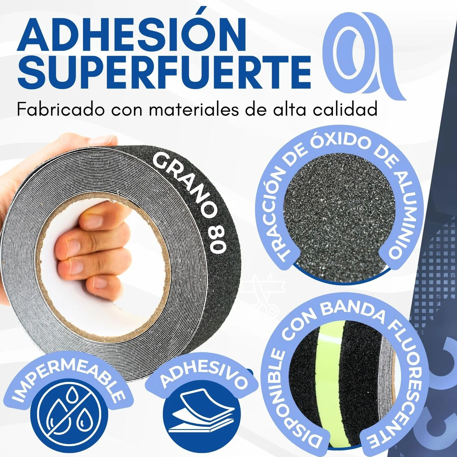 Cinta Antideslizante Escaleras Suelo Exterior 10 Metros 5cm x 10m Rollo Seguridad