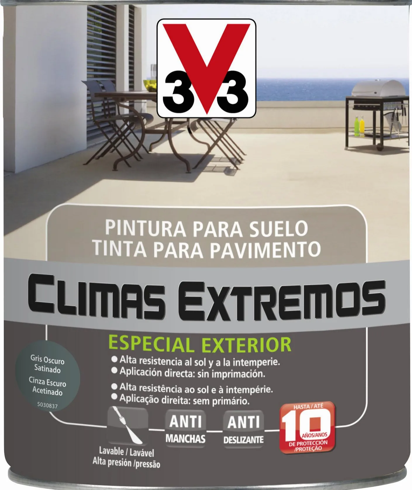 V33 PINTURA SUELOS CLIMAS EXTREMOS SATINADO GRIS OSCURO 0,5L