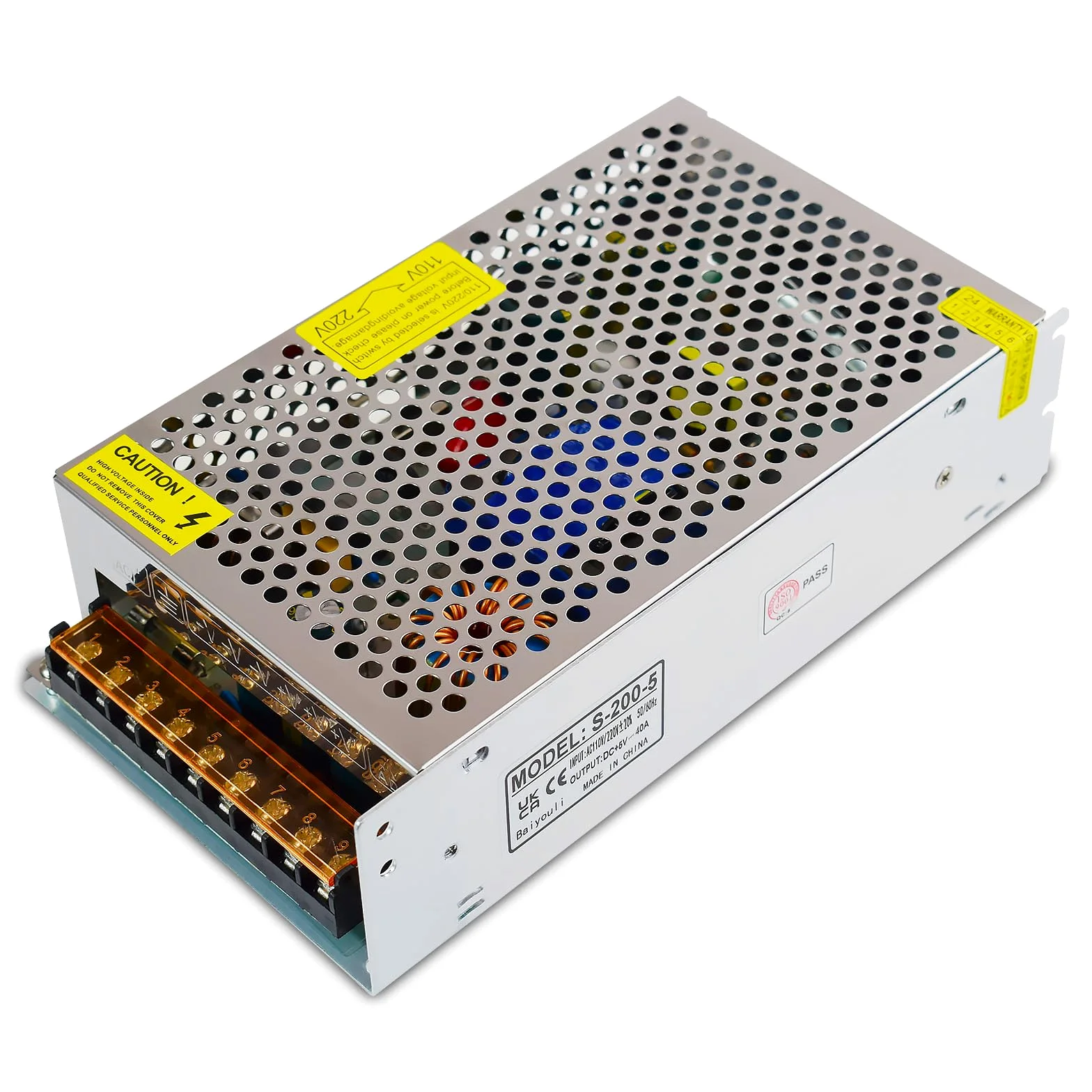 Fuente de Alimentación Conmutada 5V 40A 200W, Transformador AC 110/220V a DC 5V, Convertidor para Pantalla LED, Automatización Industrial y Monitorización