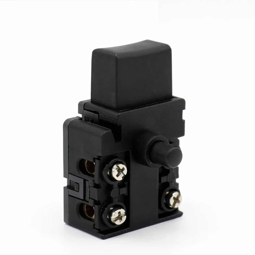 Interruptor de botón de bloqueo automático industrial de 16 A 125/250 VCA, interruptores de encendido y apagado para taladro de gatillo, sierra, amoladora de martillo HY79C-21, paquete de 2