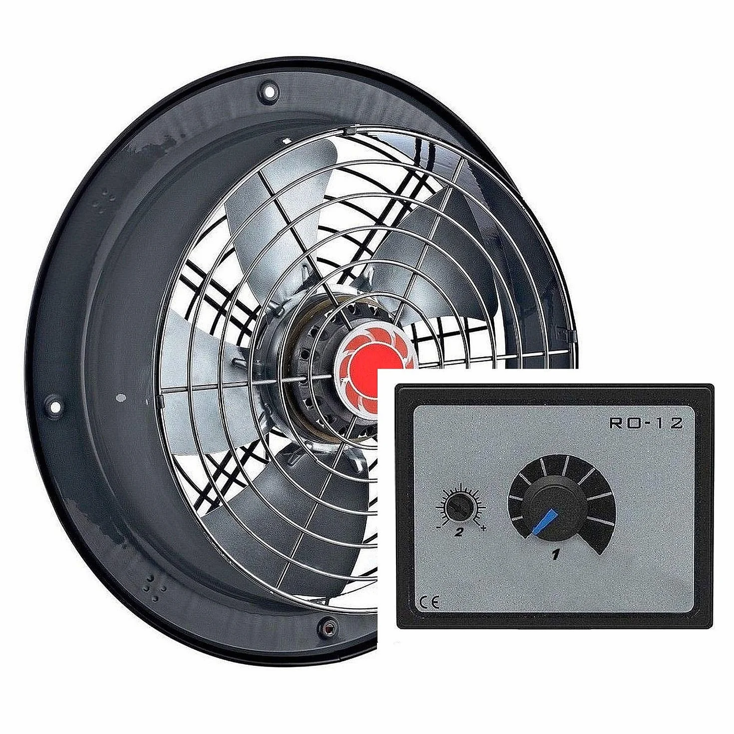 Uzman-Versand RAF-300mm Wandventilator mit REGLER Axial Wand Fenster Tür Ventilator Lüfter Gebläse Metalllüfter Einbauventilator Axialventilator Kühlungsventilator Axiallüfter