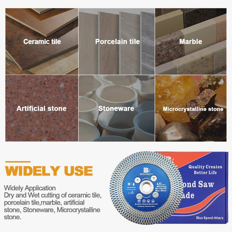 Disco Diamante Azulejos 115mm - Disco de Corte Doble Lado para Corte y Molienda con M14 Brida para Porcelánico Cerámica Mármol Granito Piedra Artificial para Amoladora Angular