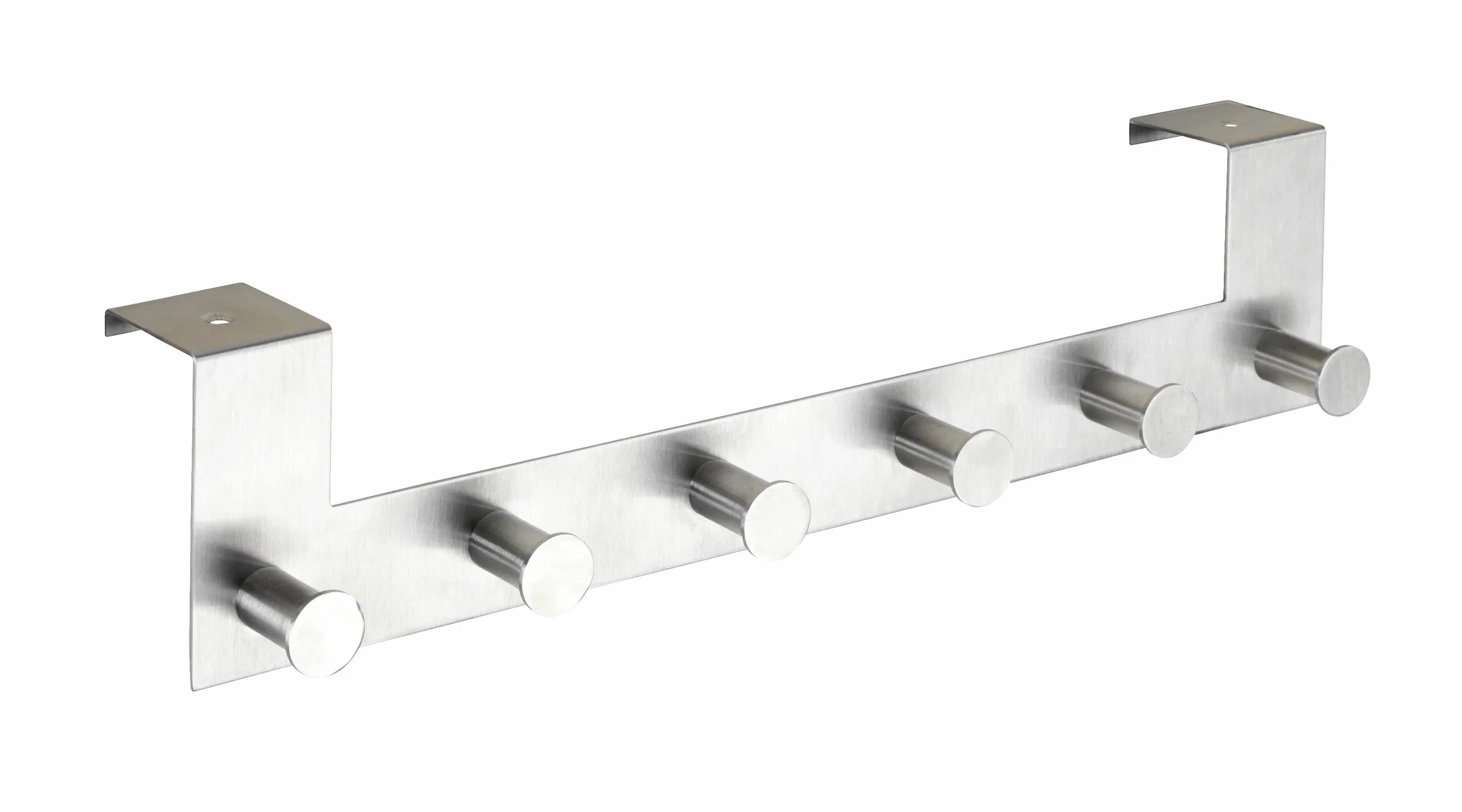 Wenko Percha para La Puerta con 6 Ganchos, Acero Inoxidable, Plata Mate, 7.5x39x11 cm