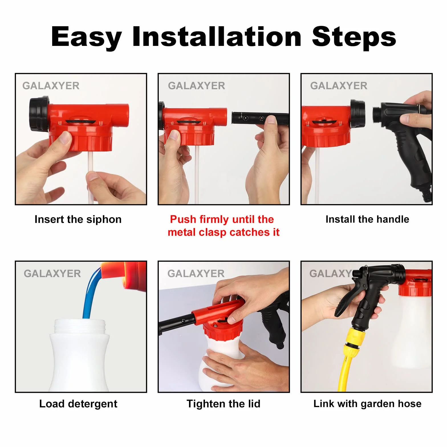 GALAXYER Pistola de Espuma de Nieve Ajustable 900 ml, Puede conectar rápidamente mangueras de jardín, Foamaster para Limpieza de automóviles y Casas, riego de Jardines