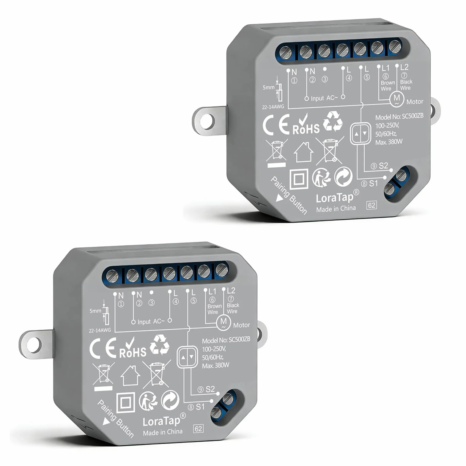 LoraTap 2 interruptores ZigBee para persianas - Control inteligente del hogar para persianas y cortinas de 380W, compatible con Alexa, requiere hub