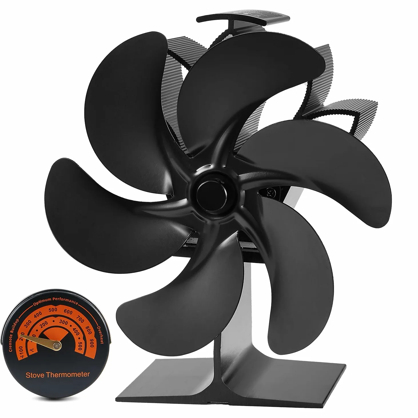 Ventilador de chimenea, 6 aspas, ventilador de horno, chimenea eléctrica, estufa, ventilador de estufa de calor, gran espacio para estufa, estufa de leña, ecológico sin electricidad (6 cuchillas)