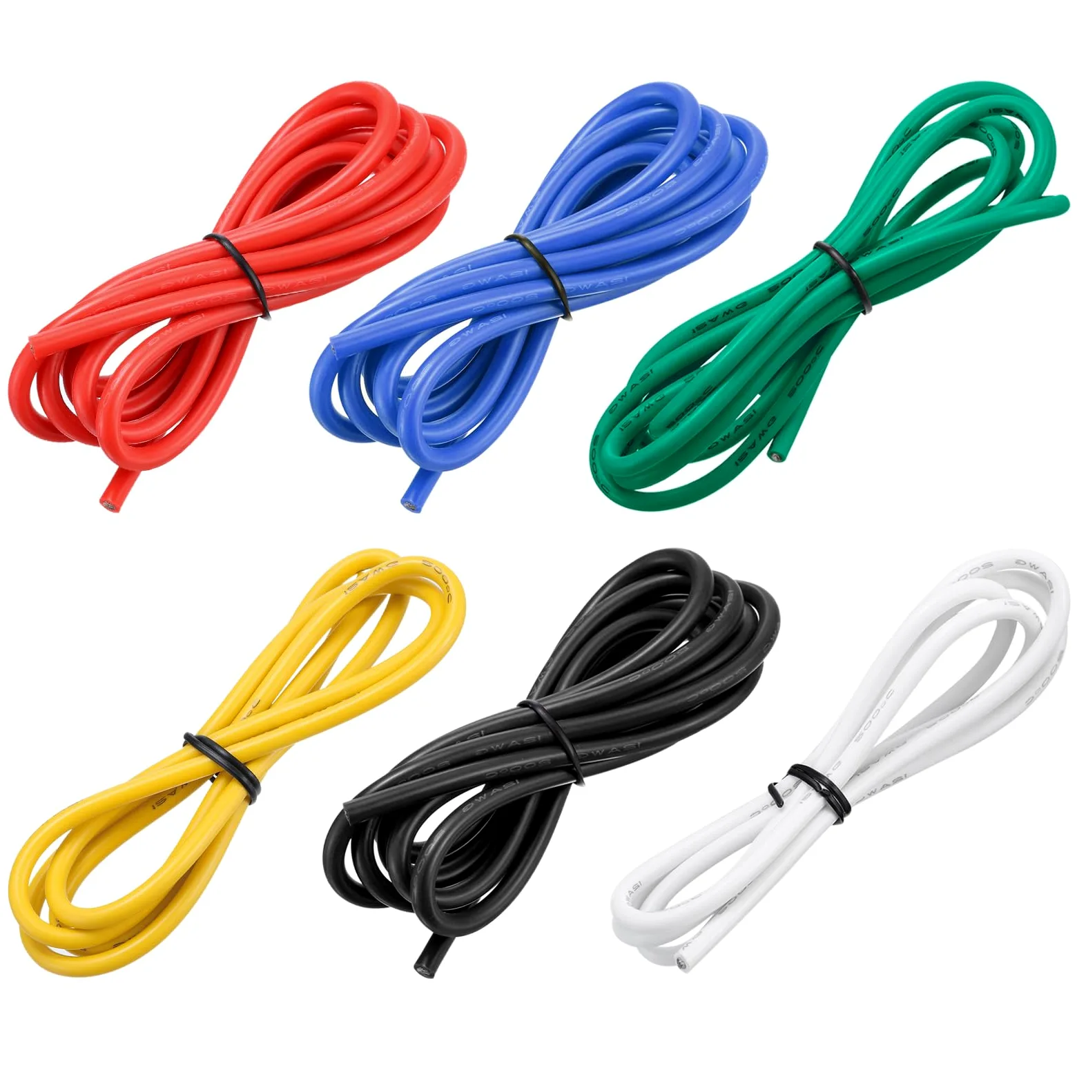 sourcing map Cable de Silicona Calibre 12, 6 Cables Eléctrico 12 AWG, Alambre Trenzado de Cobre Estañado Flexible, Cable Conexión Alta Temperatura, 6 Color 1 m para Modelo de Auto