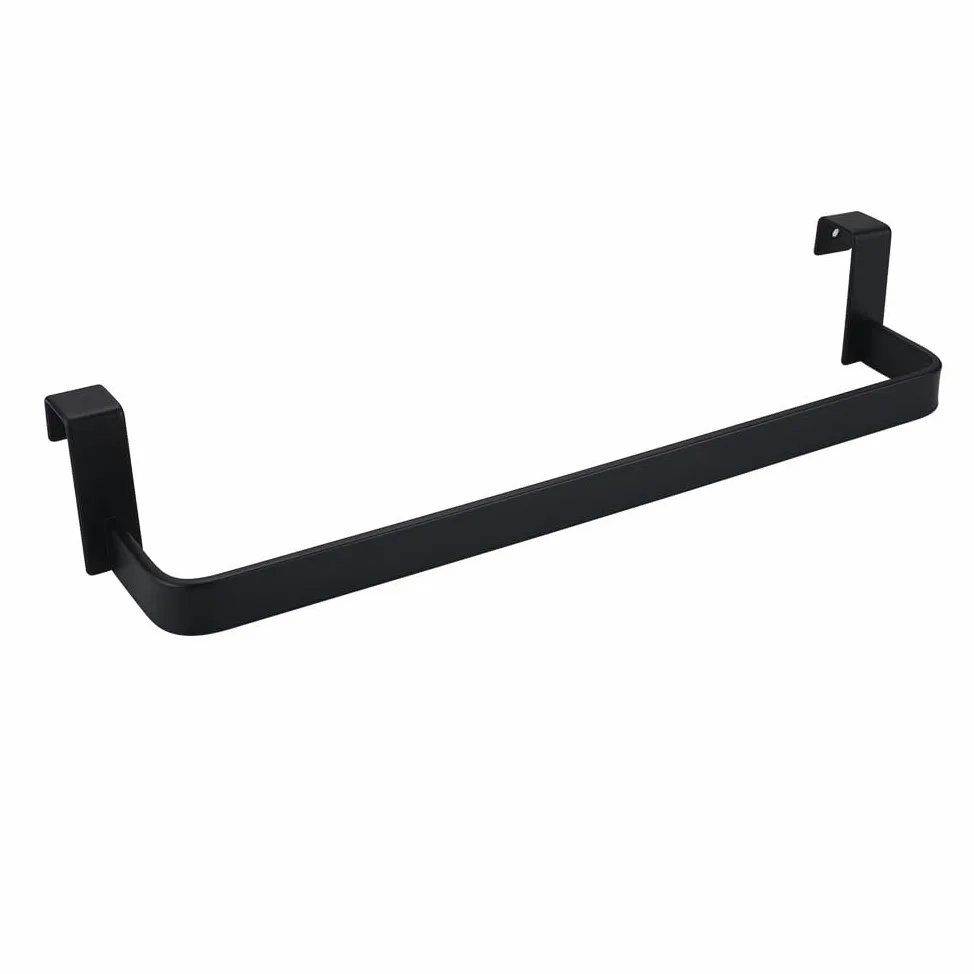 Kibath 438423 Toallero de Acero Inoxidable. Sin taladros para Mueble de baño. Acabado en Negro Mate. Largo 36cm. Colocación sin Necesidad de Herramientas, 36 cm