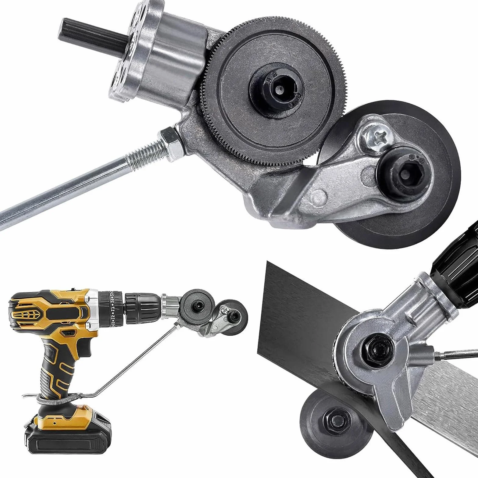 Máquina cortadora de placas de metal, tijeras para chapa, tijeras para taladro eléctrico, tijeras para metal y accesorios para taladro, utilizadas para cortar placas de hierro, acero, cobre y aluminio