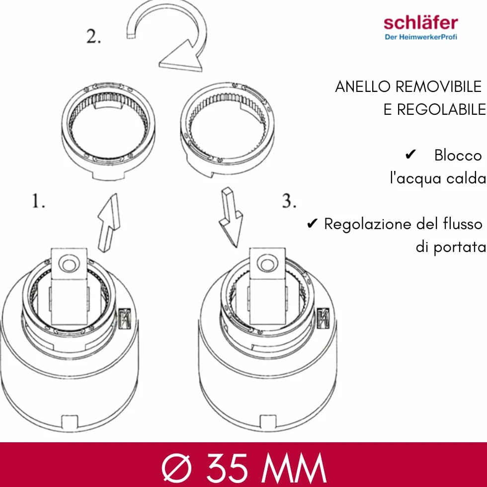 Schläfer | Cartucho de repuesto de cerámica para grifo bajo, monopalanca de 2 pies, Kerox, grifo mezclador de apertura derecha, cocina, bañera, ahorro de agua y energía