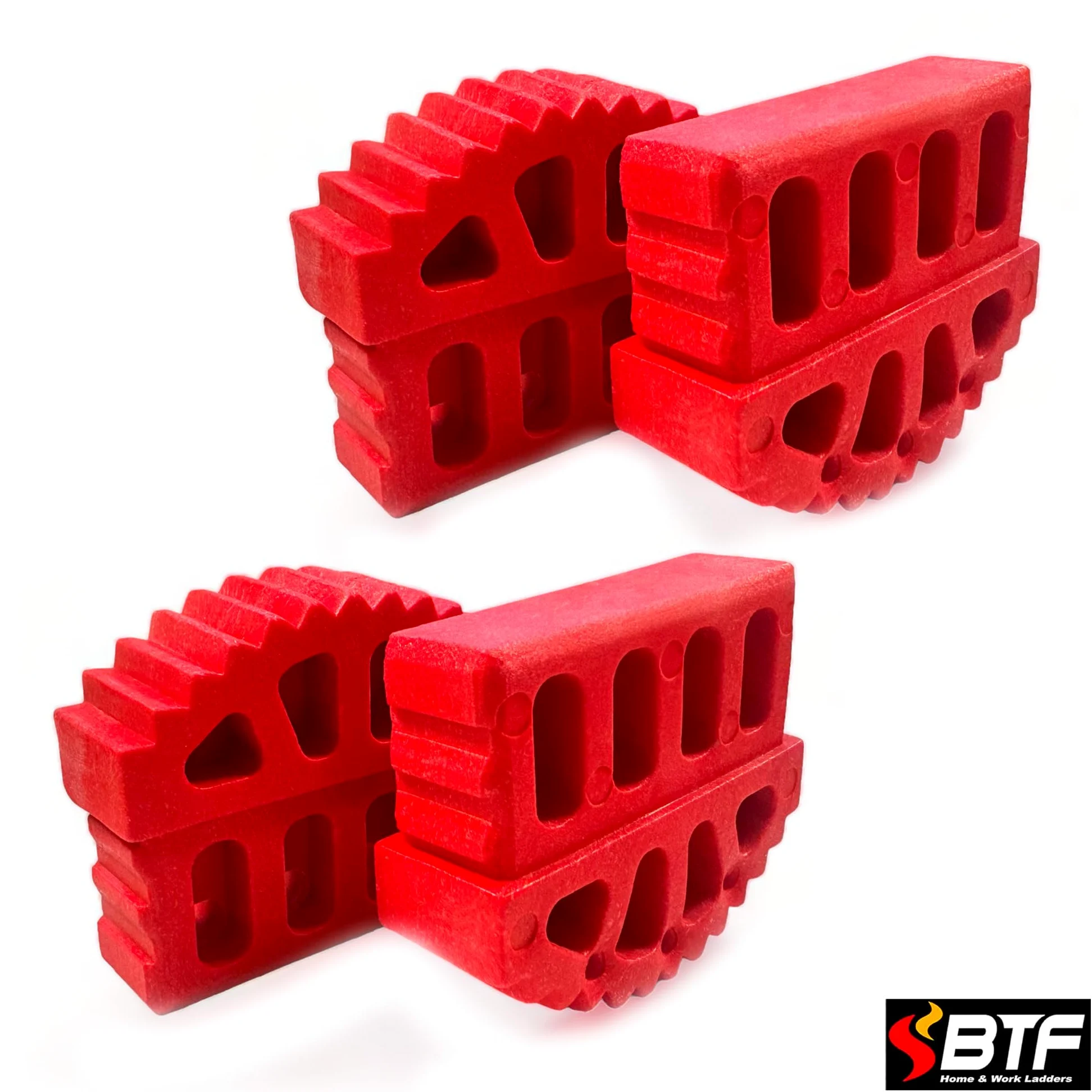 BTF | Juego de 4 Conteras para Escaleras Industriales Profesinoales 1, 2 o 3 Tramos Combinada y/o Extensible | Pies de Goma de Escaleras Perfil de Montante 80x25mm.