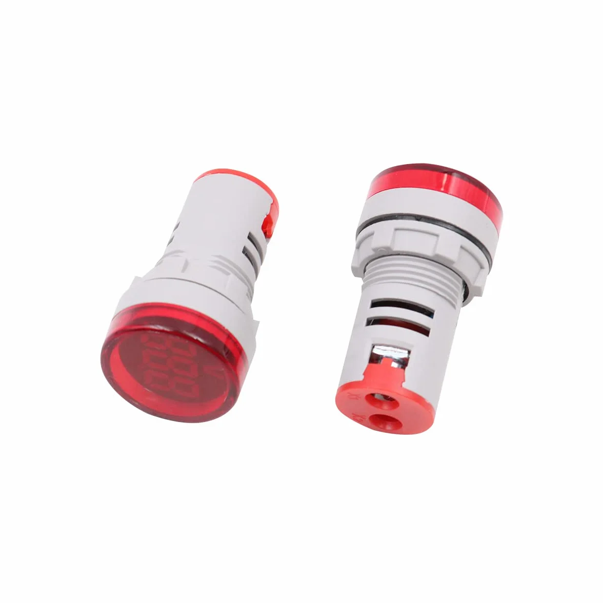 2pcs 22mm Indicador de medidor de voltaje LED rojo AC20-500V, voltímetro digital para equipos domésticos o industriales - Redondo
