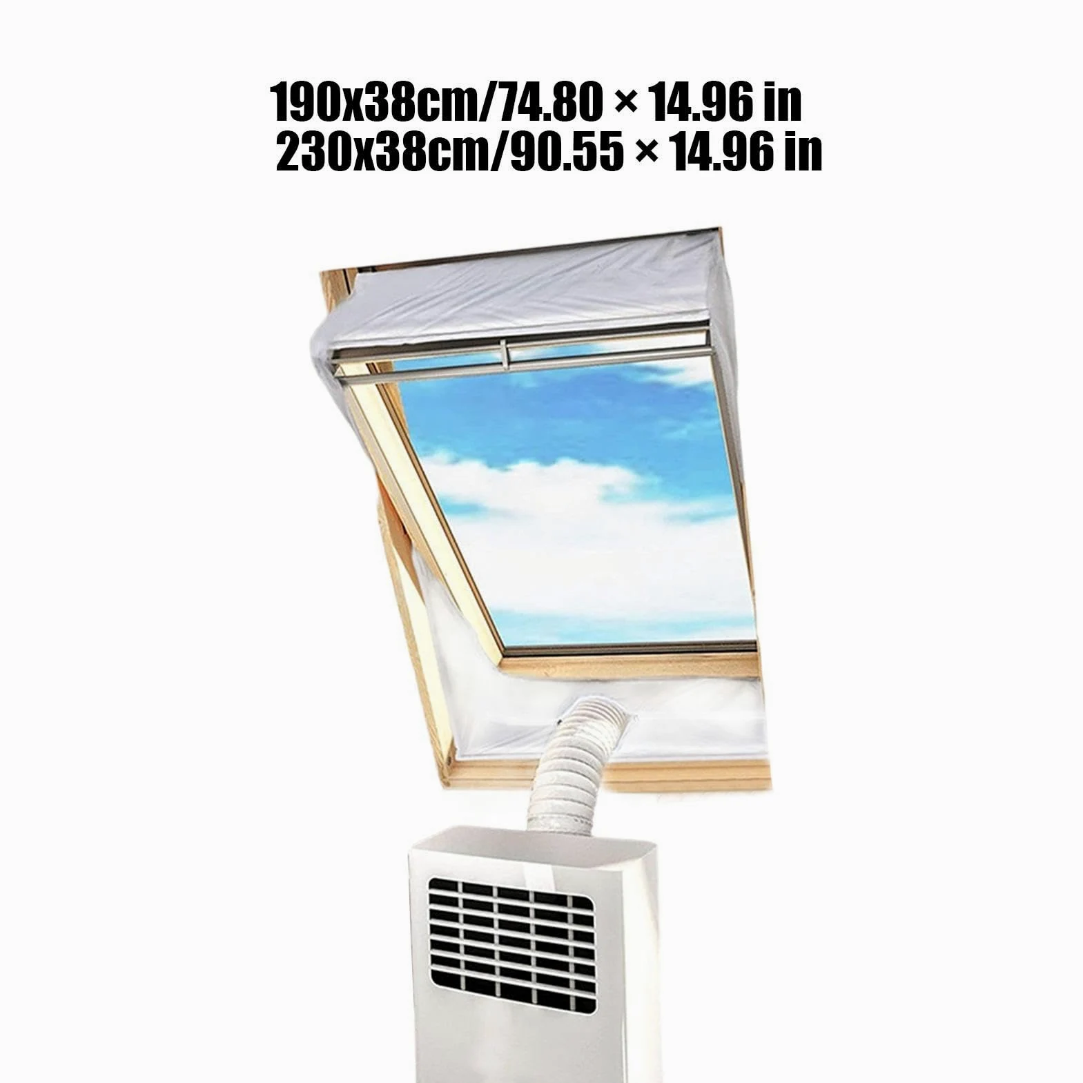 Kit Ventana Aire Acondicionado Portatil, 190/230x38cm Kit Aislante De Ventanas De Techo Pivotante Central Con Tubo, Sello De Ventana Impermeable Para Secadora Y Campana Extractora