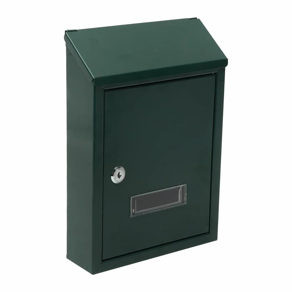 PRENDELUZ Buzón de Correo en Acero galvanizado Verde 30x21x7 cm, con Cerradura de Cilindro y Tapa antilluvia, resguardar correspondencia y asegurarla.