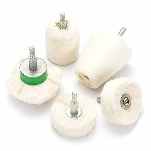 5pcs Cilindro de pulido Rueda de pulido Rueda pulidora Tipo de cono/cilíndrico/Seta/T-tipo 1/4 Pulgadas Blanca Máquina pulidoras para metales, Coche, Aluminio, Cromo, plástico, marmol