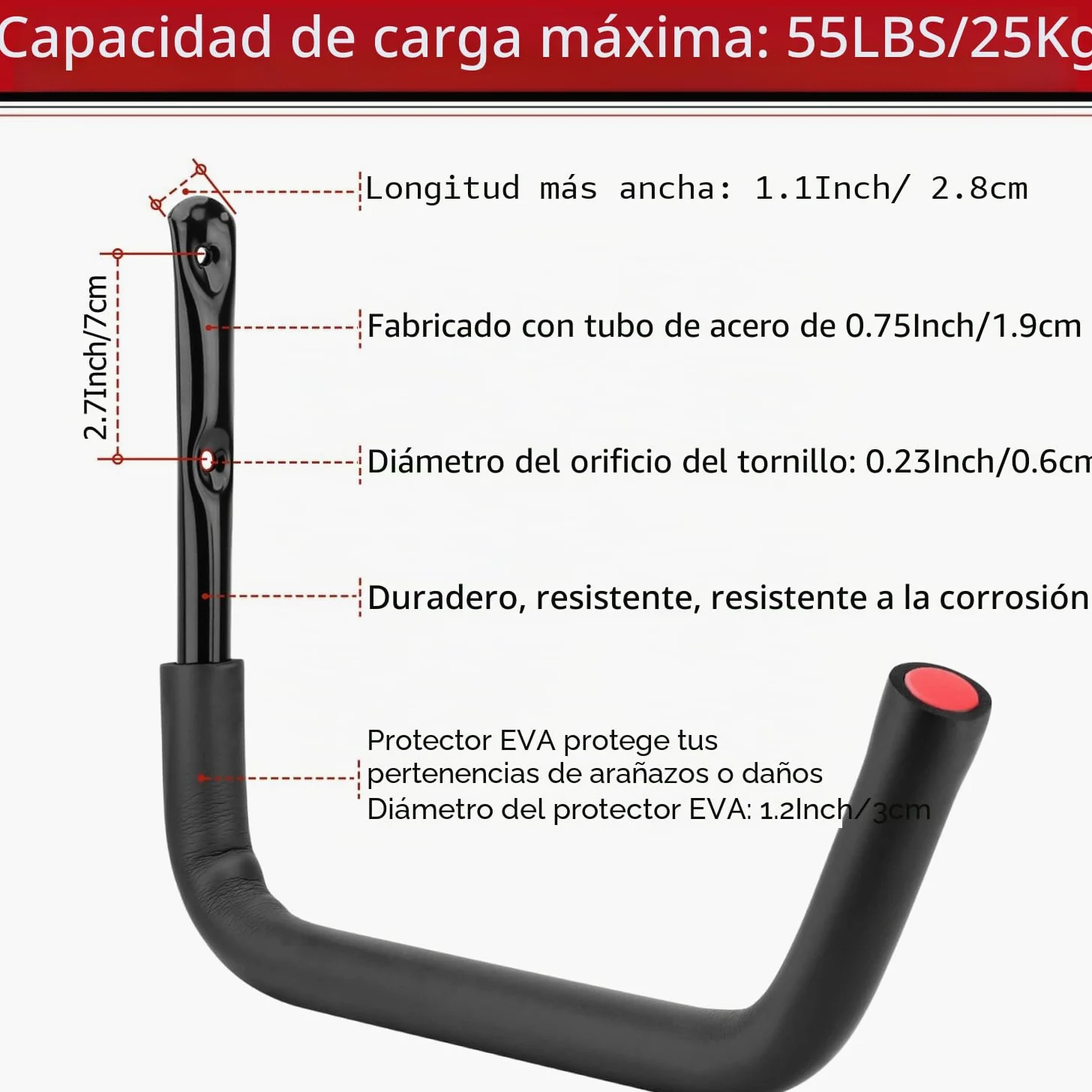 Ganchos de almacenamiento para kayak, 38,5 cm, resistente, para montar en la pared, para canoa, tabla de surf, tabla de esquí, escalera, sillas plegables, bicicletas y herramientas de jardín