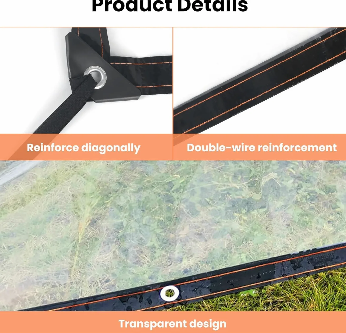 3x6M Lona Impermeable Transparente con Ojales Plasticos | Lona Transparente Exterior para Exteriores, Impermeable, Aislamiento de Plantas, Resistente al Polvo