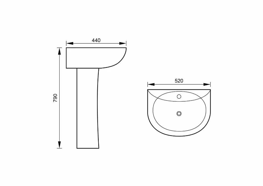 AQUORE 20340 BOLONIA Lavabo Con Pedestal Blanco
