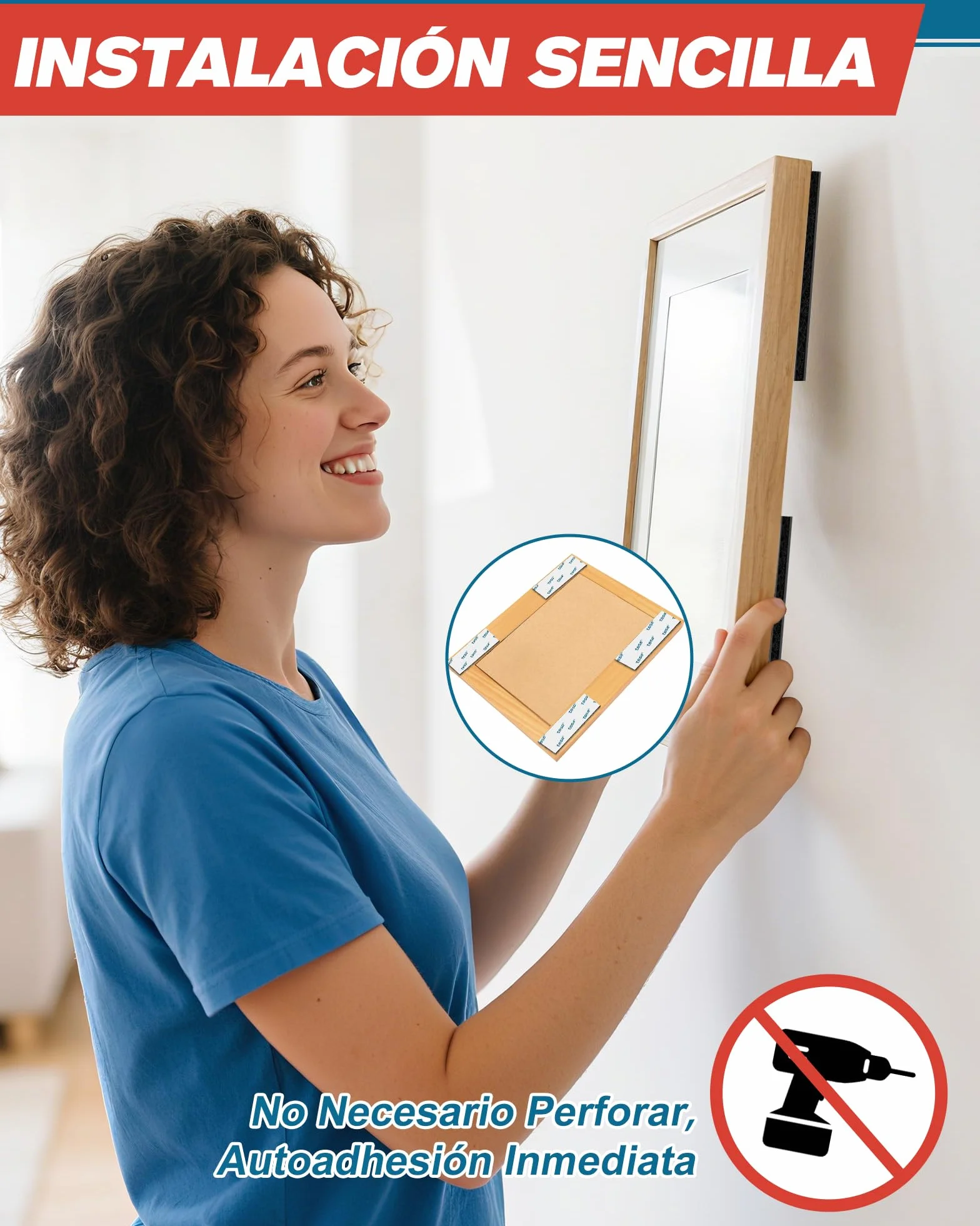 EMITEVER Autoadhesiva Doble Cara, 50X100mm Tiras Hook y Loop Tape Extrafuerte, Para Marcos De Fotos, Mosquiteras, Alfombrillas, Automóviles y Hecho a Mano (Negro, 50mmX100mm 20Pares)