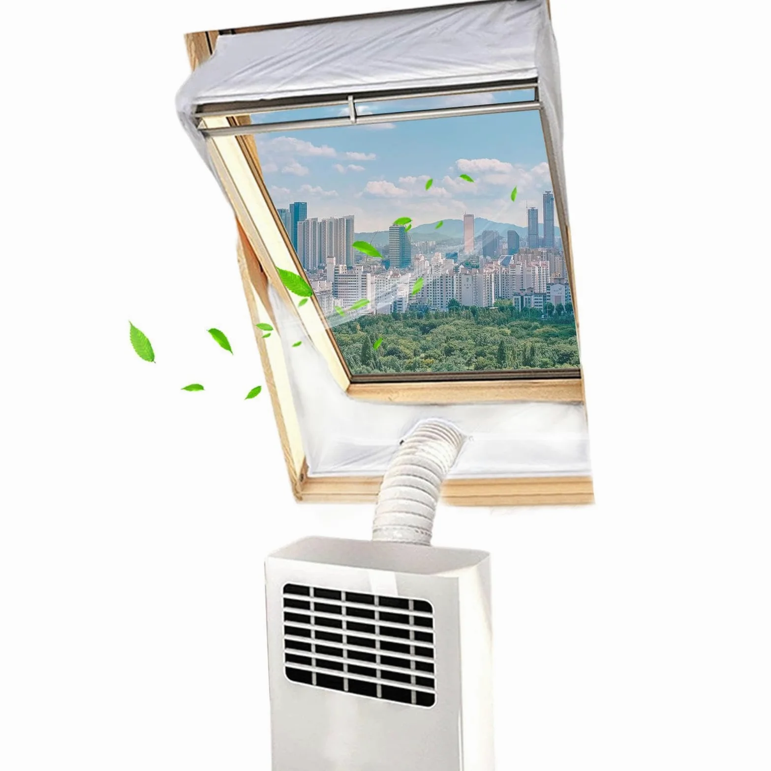 Kit Ventana Aire Acondicionado Portatil, 190/230x38cm Kit Aislante De Ventanas De Techo Pivotante Central Con Tubo, Sello De Ventana Impermeable Para Secadora Y Campana Extractora