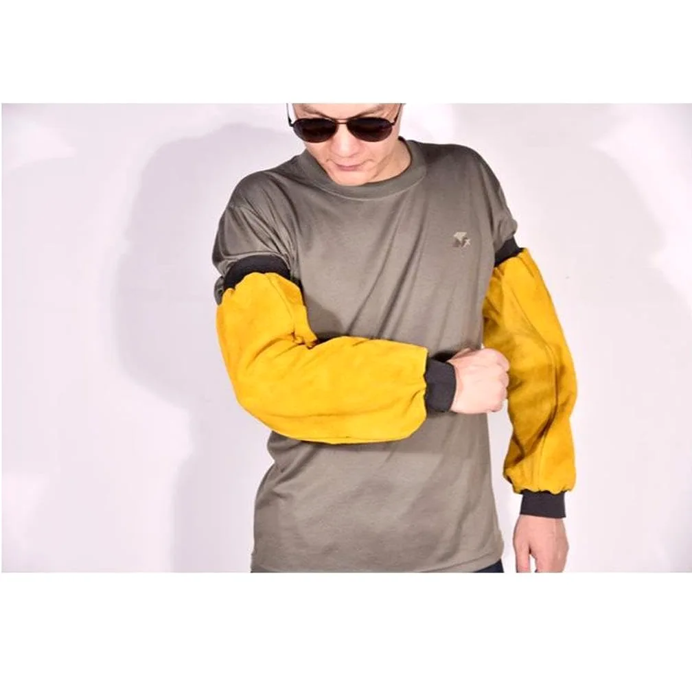 1 Par de Resistentes de material cuero para Soldadura con Elástico, Amarillo a