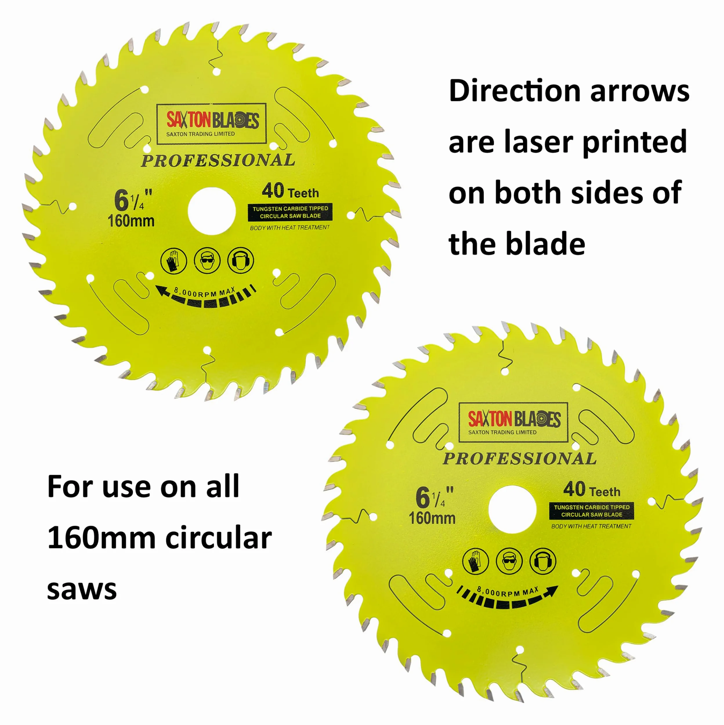 Saxton TCT16040TPRO Professional Range TCT - Hoja circular (160 x 40 x 20 mm, anillo de 16 mm)