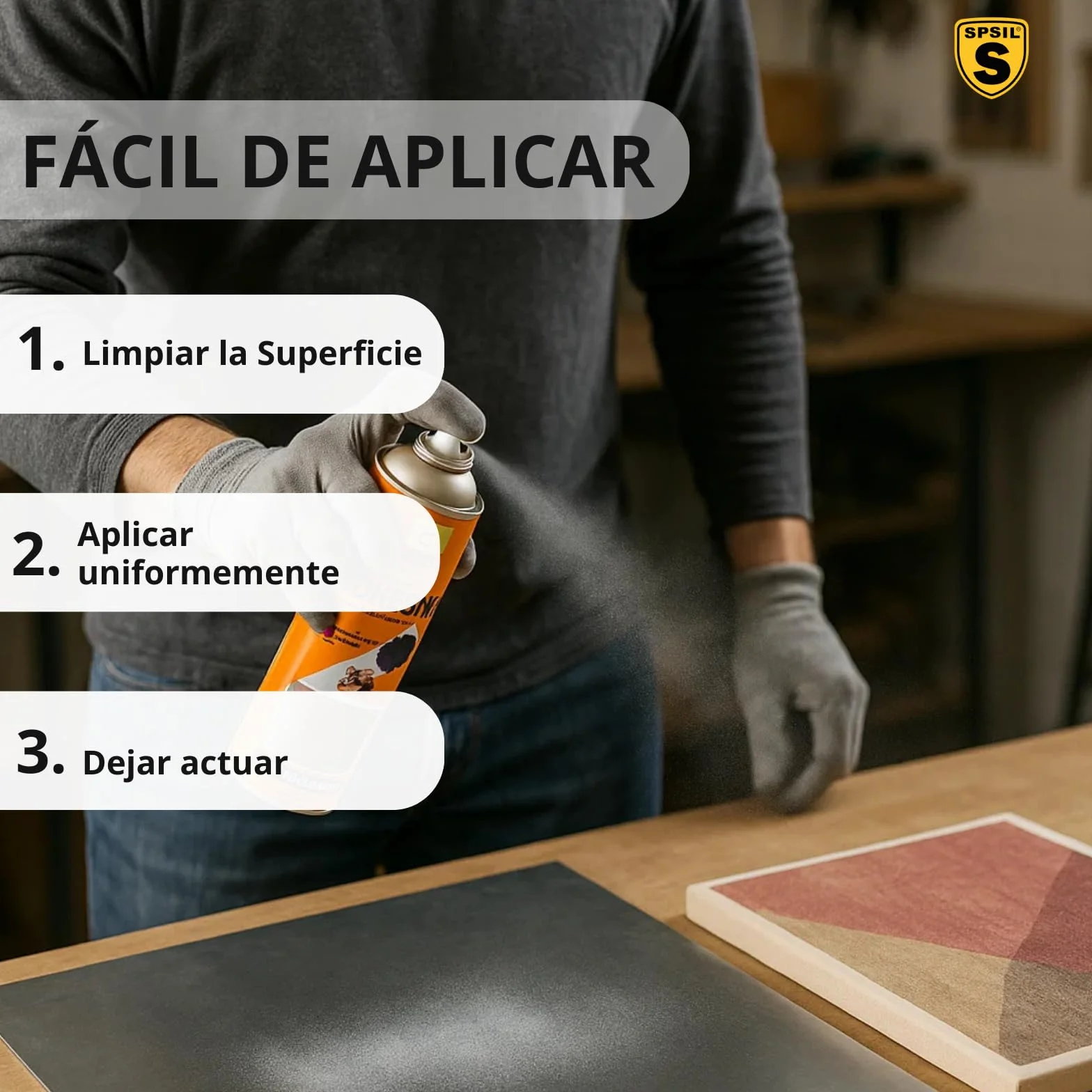 SPSIL Adhesivo en Spray 400ml - Aplicación fácil y precisa - Resistente a la humedad - Adhesión fuerte y duradera (400 Mililitros)