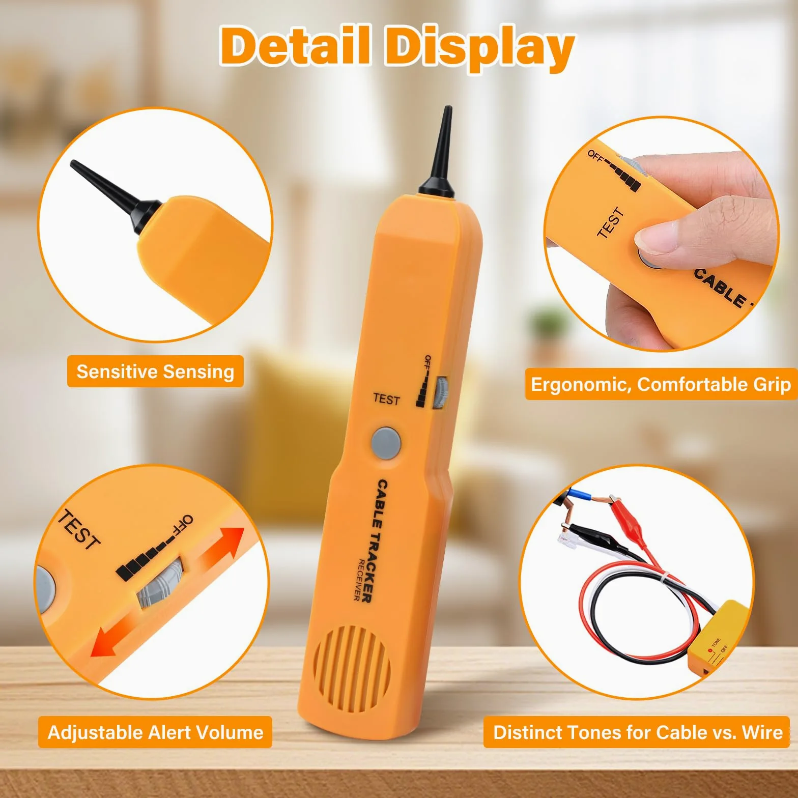 Buscador de cables y comprobador de red Fastsaw Cable Tracker con generador de sonido y sondas para pruebas de continuidad, seguimiento de cables y prueba de línea telefónica, incluye