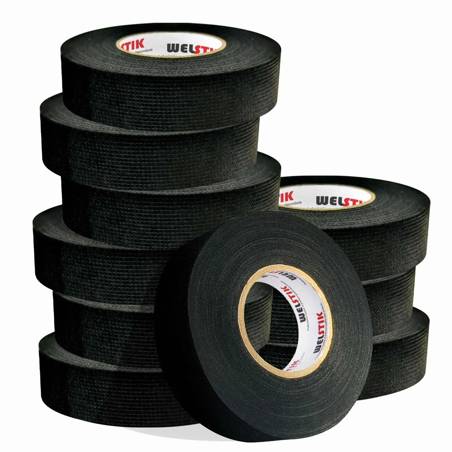 WELSTIKK 10 rollos de Cinta aislante cables eléctricos - 19 mm x 15 m - Cinta negra para cables, Cinta eléctrica para arneses de automoción