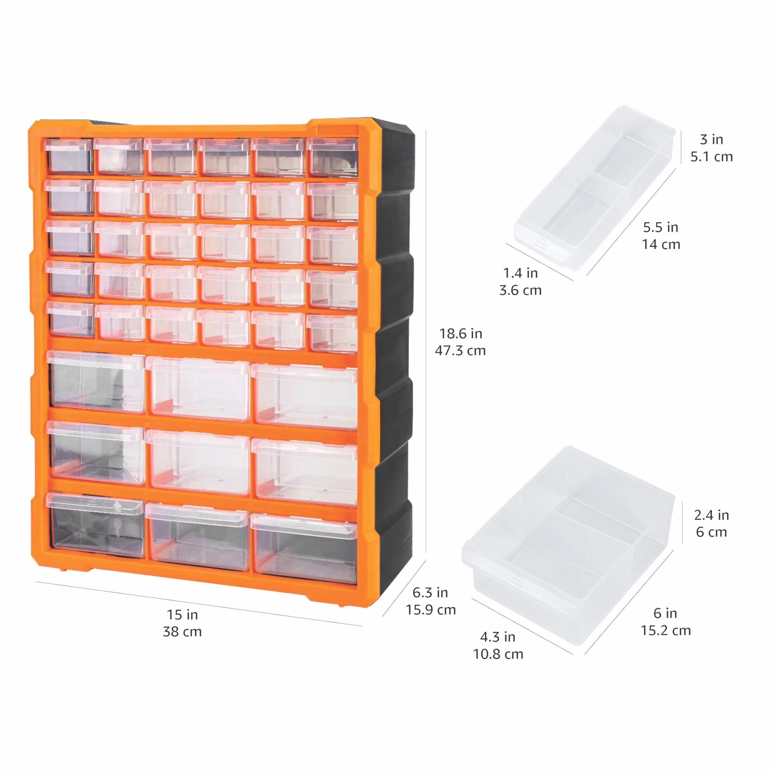 Amazon Basics Organizador de herramientas armario fijable pared 39 cajones Negro 38x15.9x47.3 cm