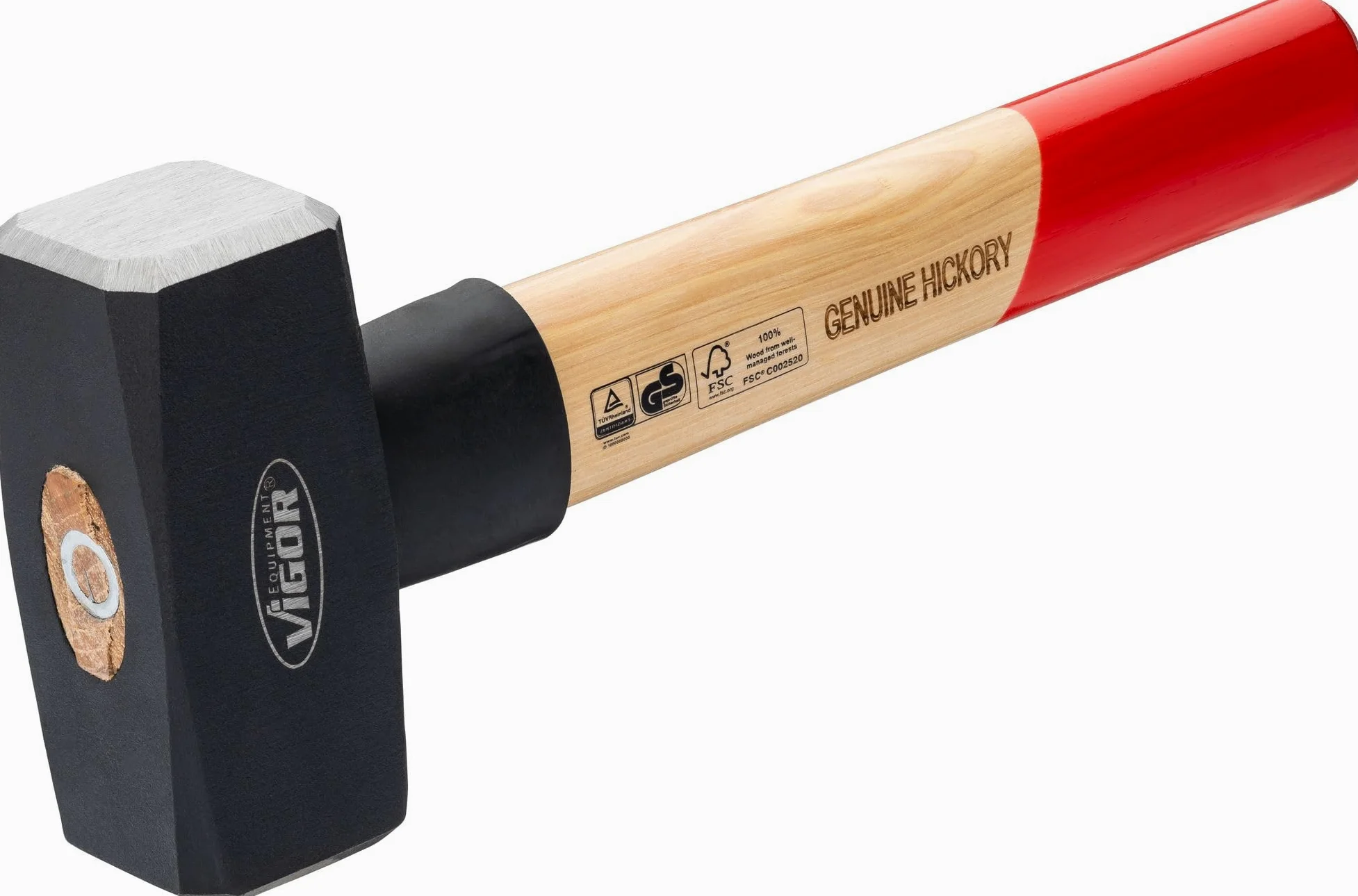 ViGOR V2663-1500 - Manopla de 1500 g, mango de madera de nogal con protección de goma, longitud 280 mm, martillo pesado para golpes potentes y trabajos precisos