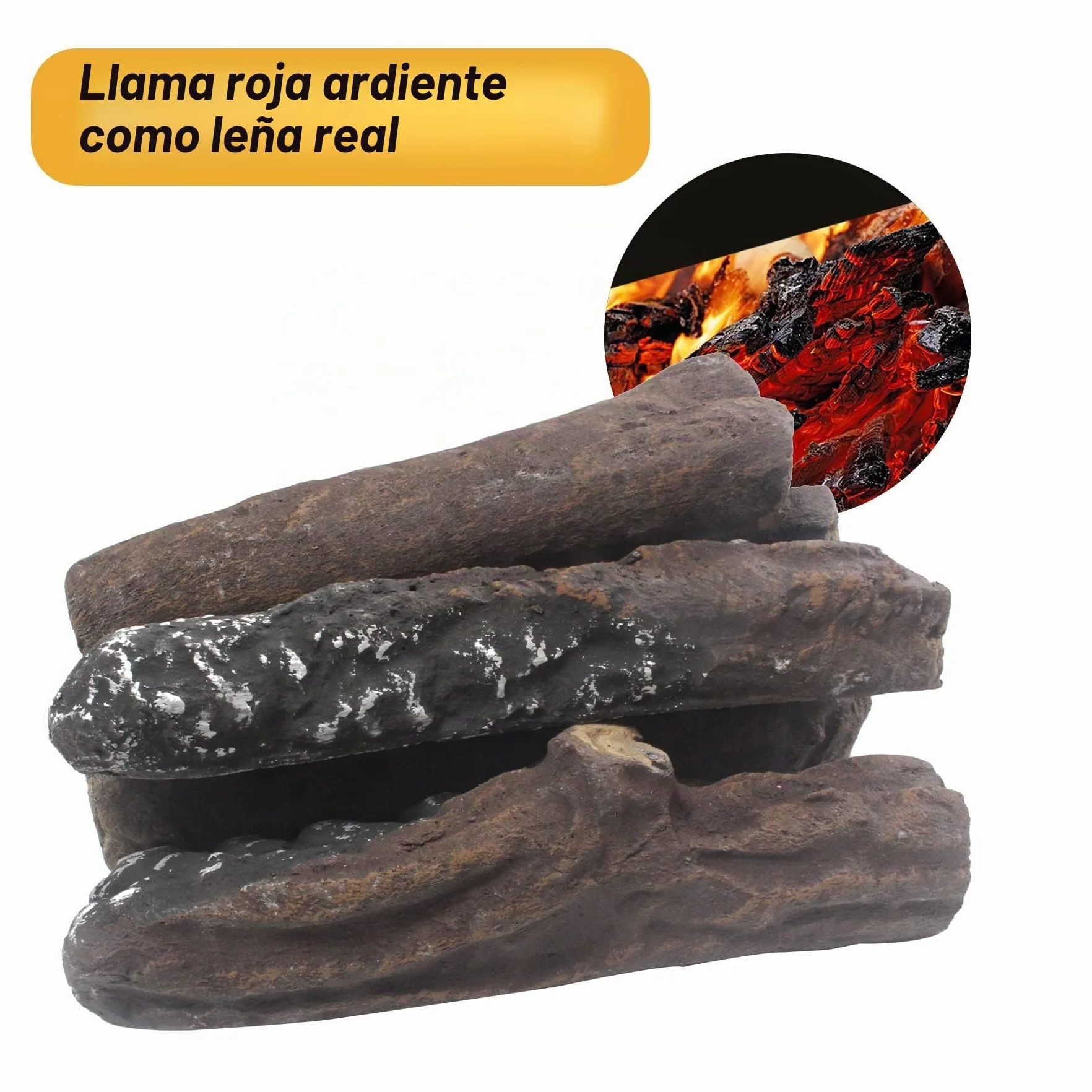 Cerámica para Chimeneas de Bioetanol, 10 Piezas Leña Decorativa para Interiores y Exteriores