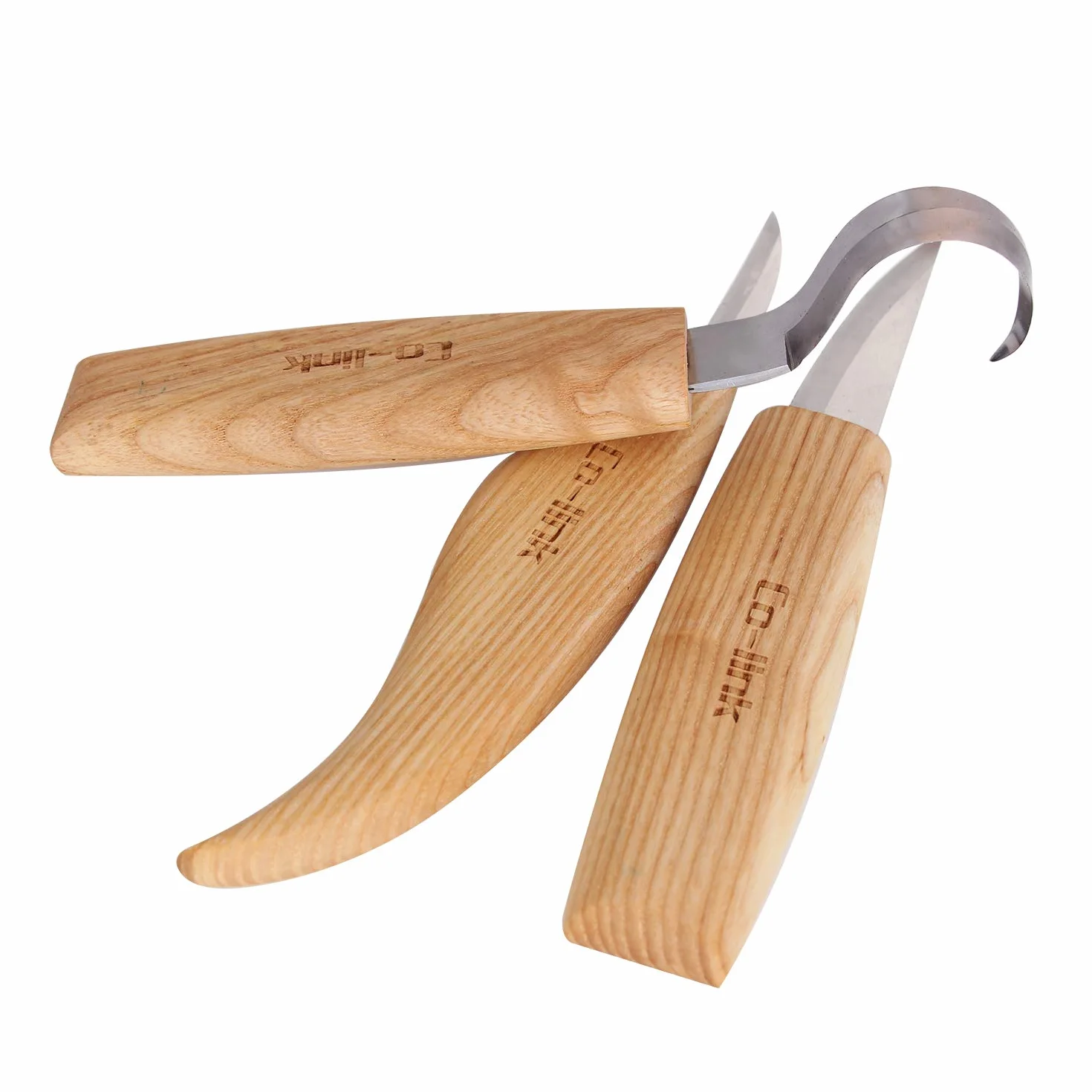 Cuchillo de Gancho de Talla de Madera para Tallar Cucharas, Tazones y Tazas, Herramientas de Tallado con Compuesto de Pulido de Cuero