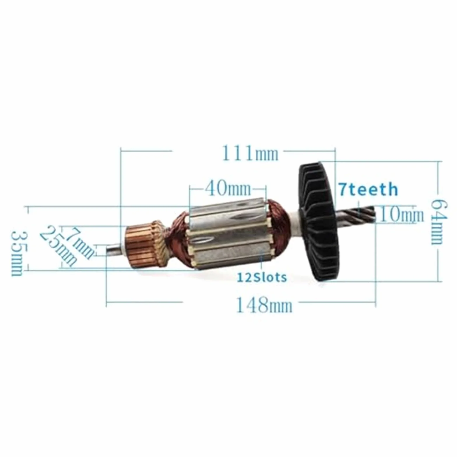 Accesorios de Armadura de Rotor de 220-240V HR2810, for makita, reemplazo de Bobina de estator de Anclaje de Armadura de Rotor de Martillo HR2810 Rotor del Motor(Black with Bearing)