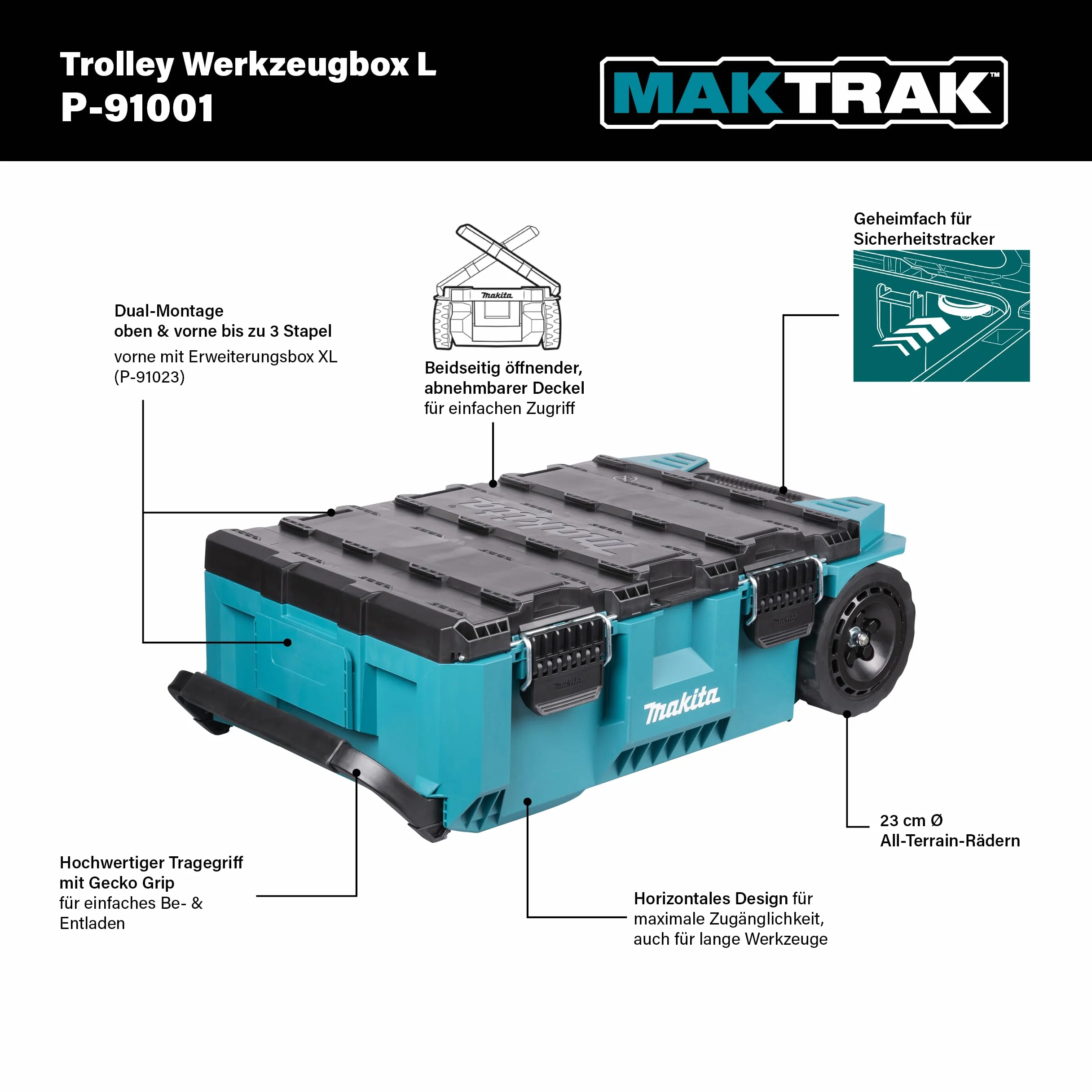 Makita P-91001 MAKTRAK Caja de herramientas rodante