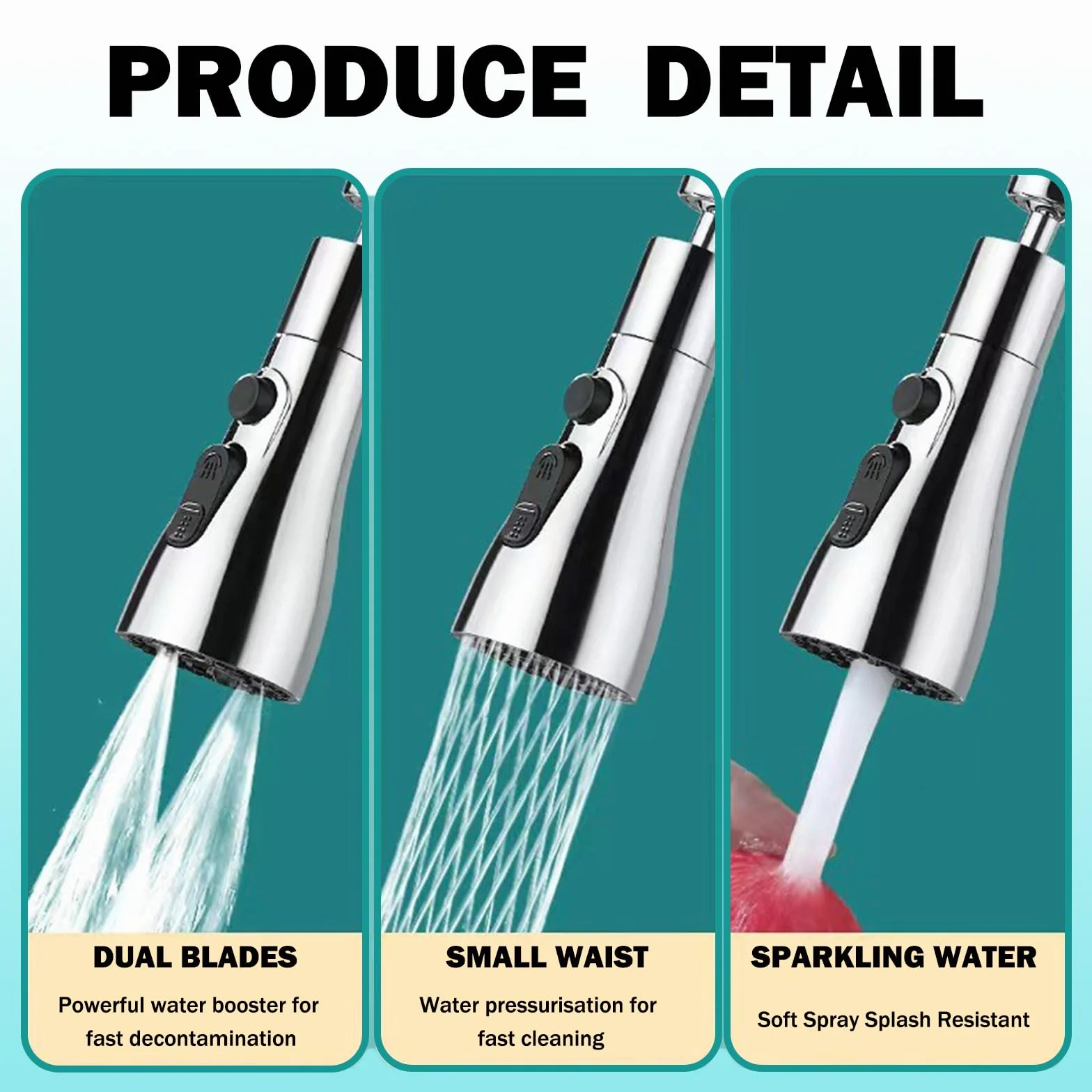 Aireador grifo cocina 360° giratorio filtro 3 modos antisalpicaduras atomizador