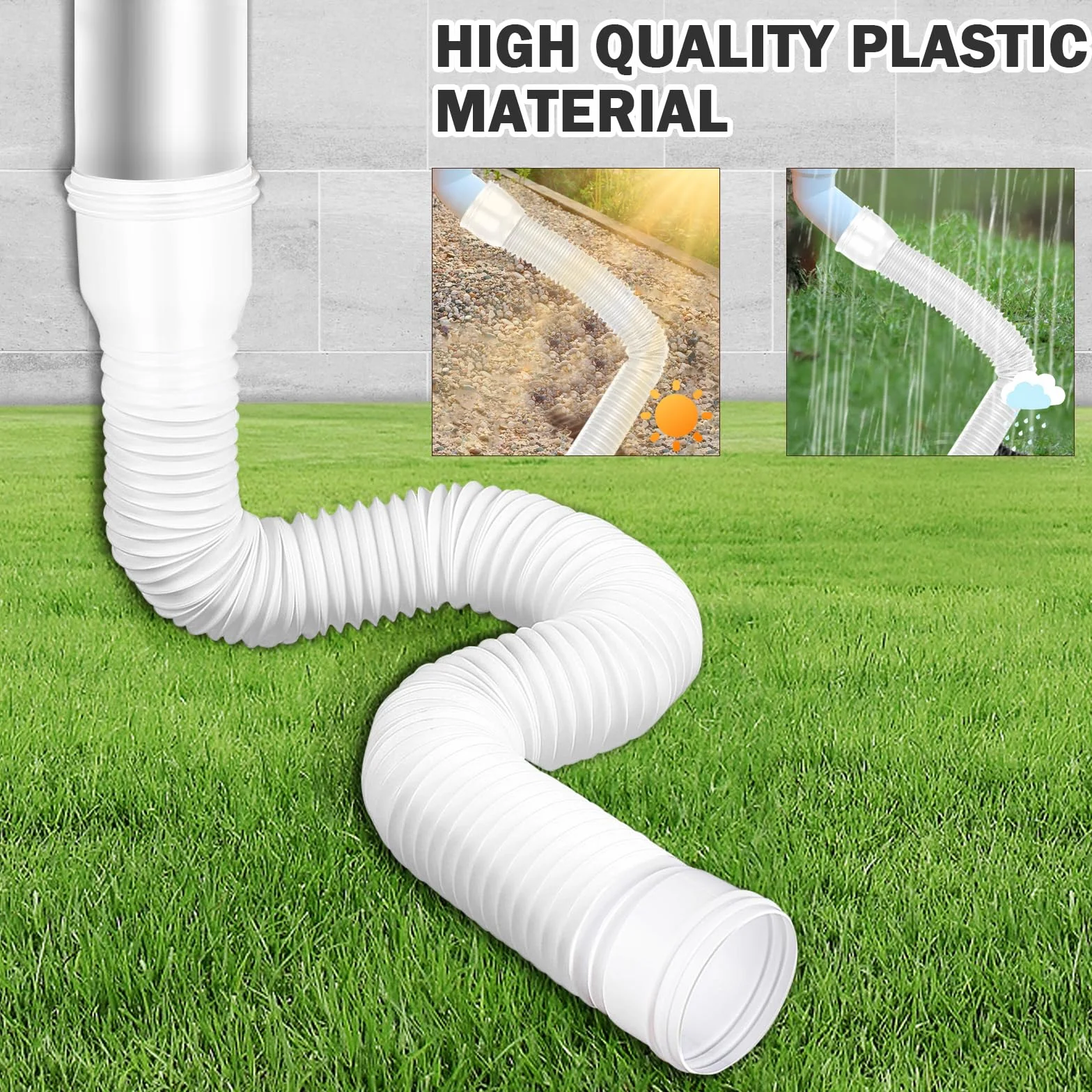 1 pieza de extensión flexible para canalones y bajantes, 80/100 mm extensible para canalon de 47 a 150 cm, extensión canalones pvc para lluvia tejado, blanco