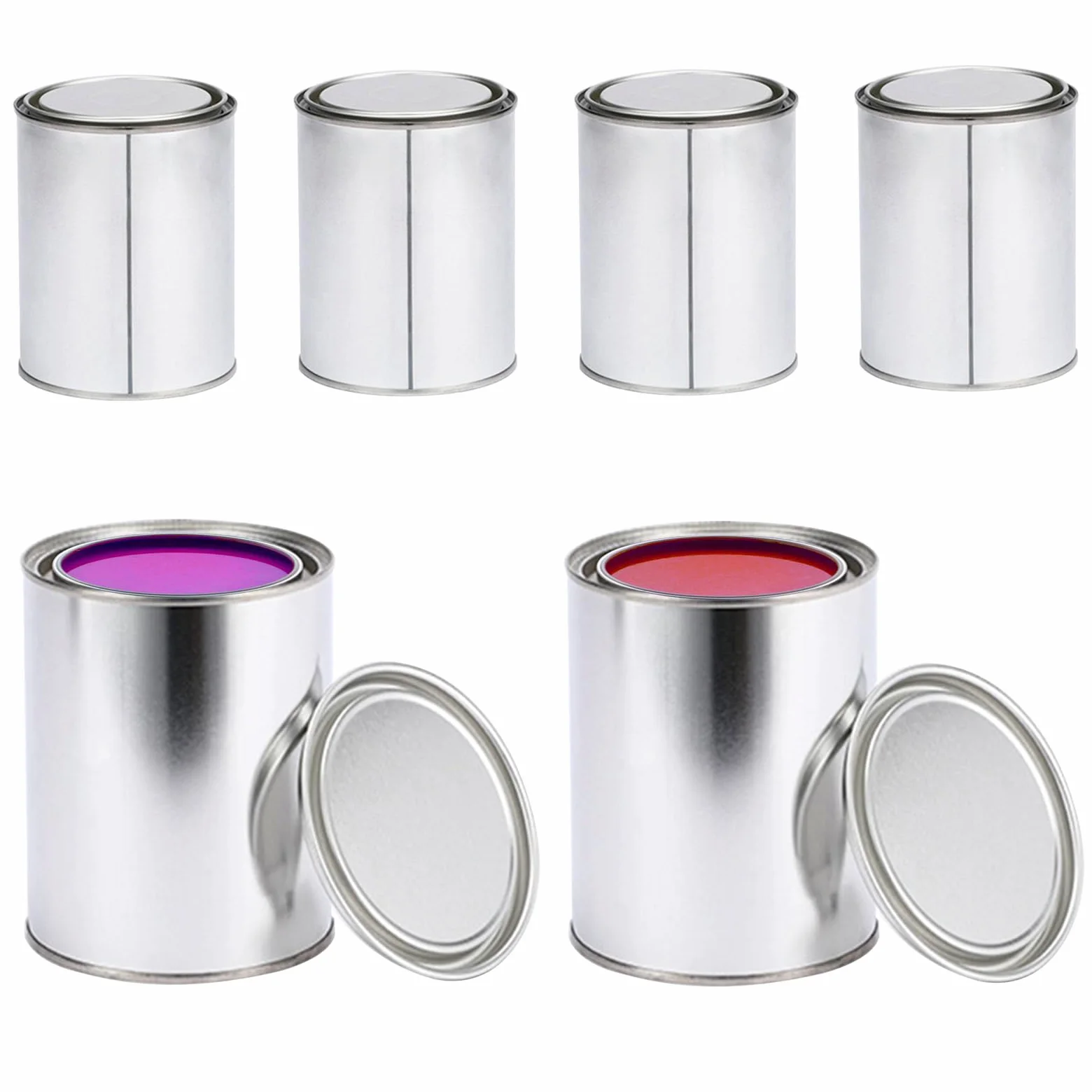 6 latas de metal vacías con tapa a presión, 1000 ml, lata de color, latas de conservas, recipientes de pintura para el hogar y la oficina