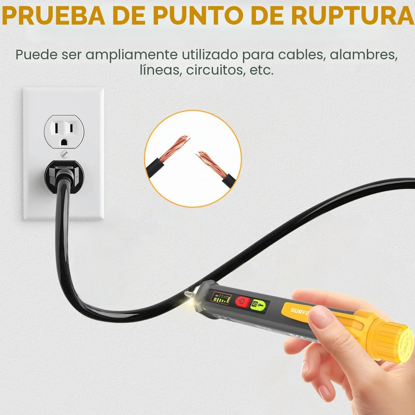 SURFOU Detector de Voltaje sin Contacto AC 12V-1000V NCV Linterna LED Alarma Sonora para Electricistas