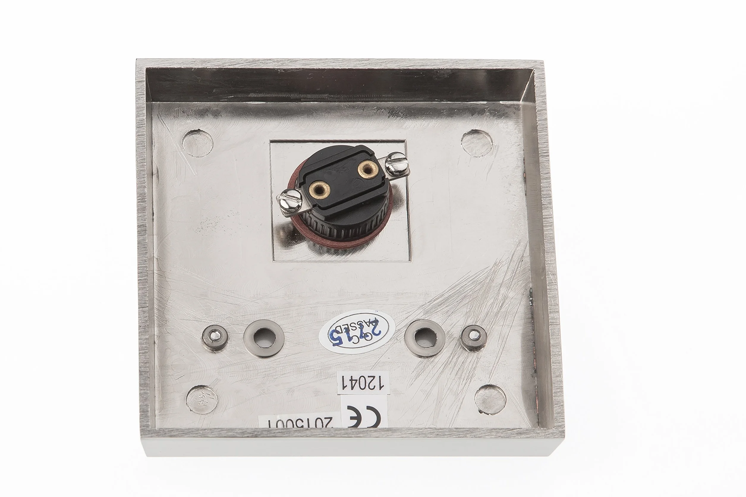 HUBER Pulsador de timbre de superficie de metal - con placa de identificación - timbre de superficie I pulsador de latón cromado - timbre puerta frontal