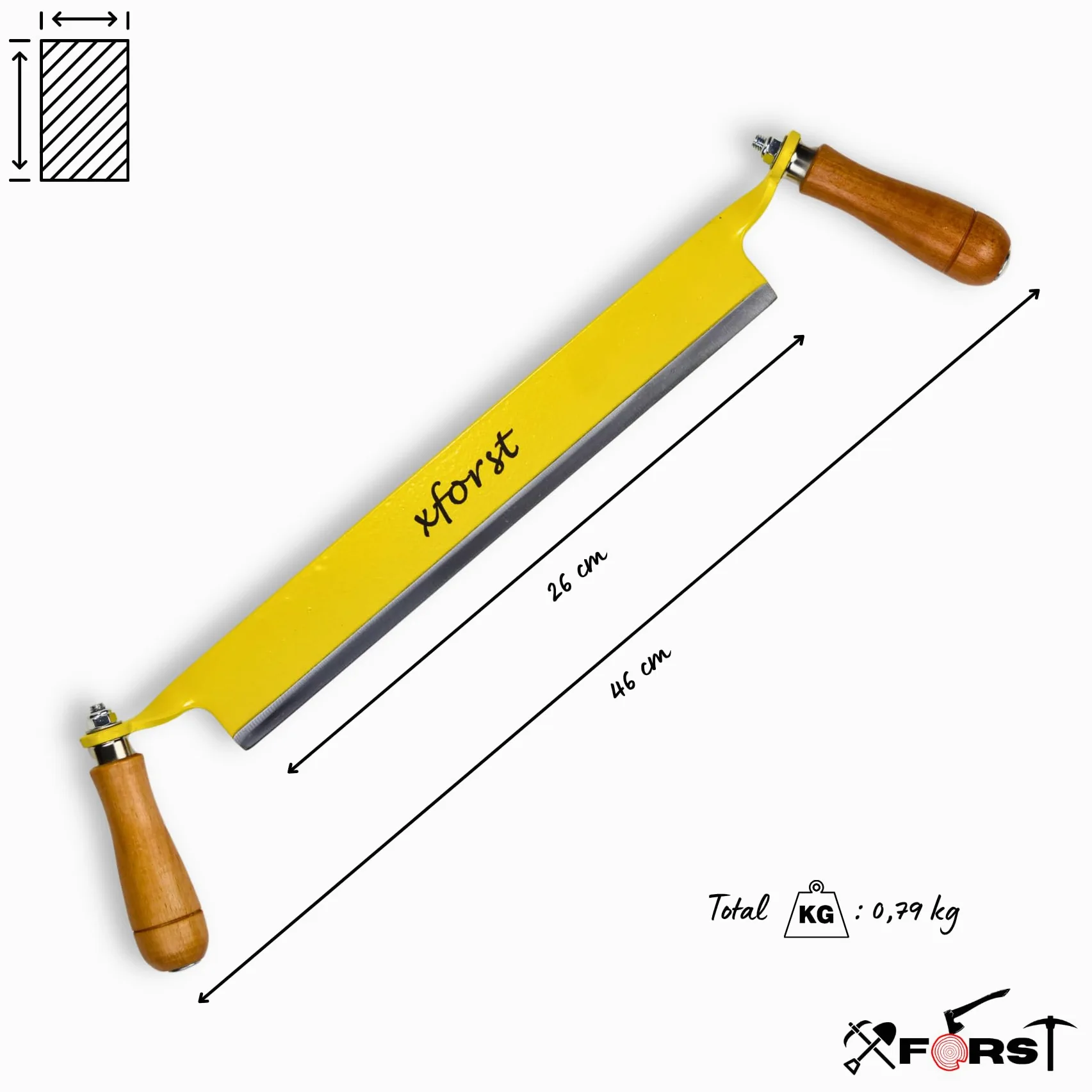 Xforst Cuchillo de Dibujo X-ET33 – Herramienta de Carpintería 26 cm – Cuchillo de Desbaste para Madera con Hoja de Acero al Carbono y Mangos de Madera – Ideal para Quitar Corteza y Tallar