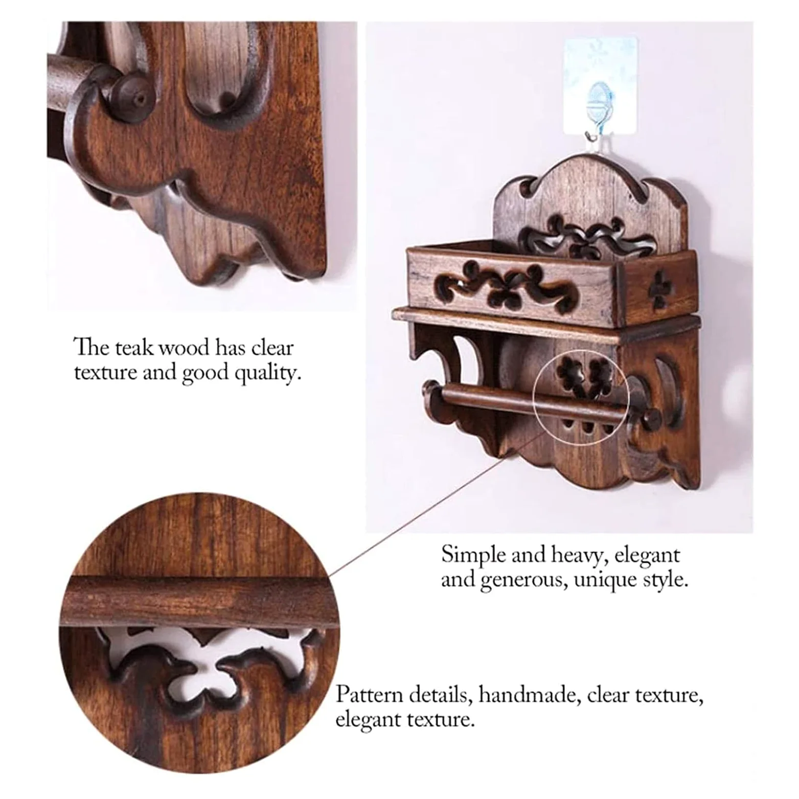 Portarrollos de papel higiénico de madera, soporte de pared para puerta, dispensador de rollos de papel higiénico, accesorios de baño, L