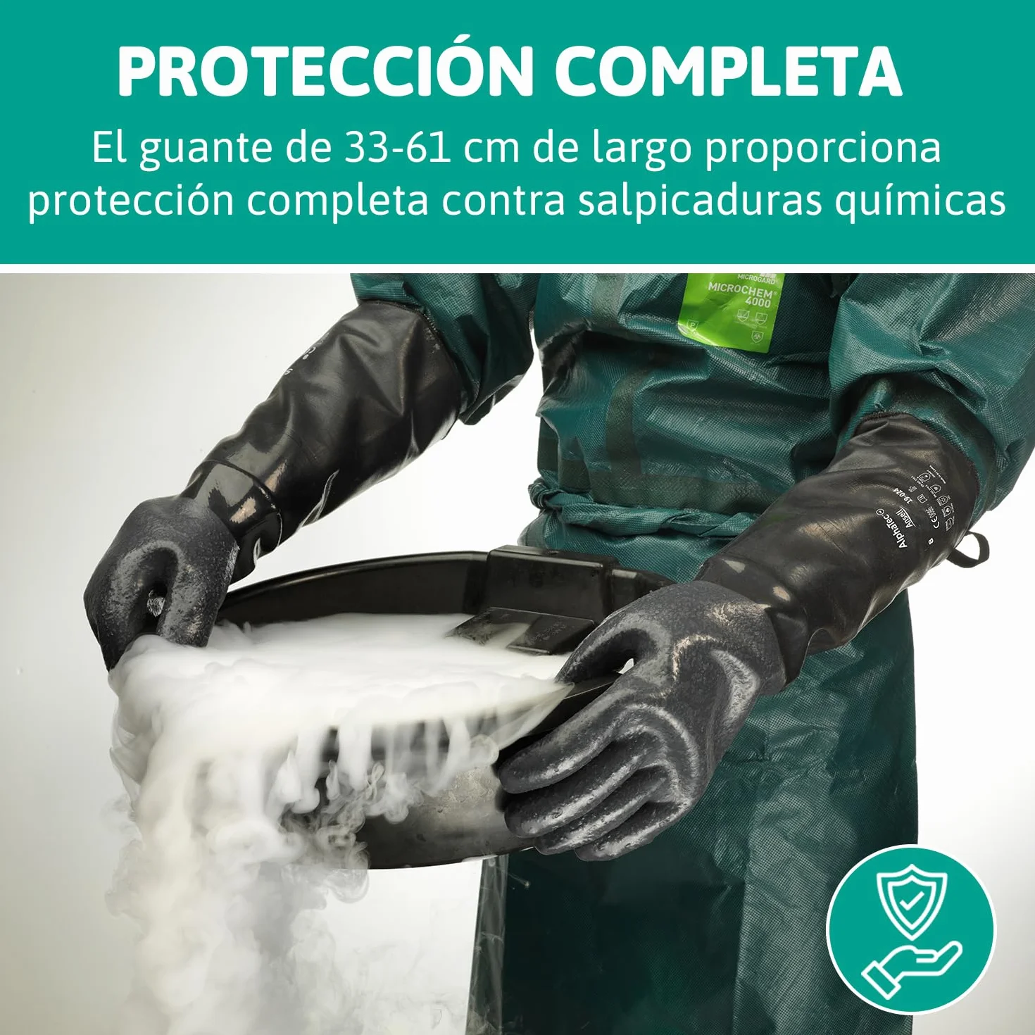 Ansell Guantes de látex de protección química AlphaTec 87-104, guantes de protección para las industrias mecánica y química, buena flexibilidad y elasticidad, 1 par, talla 8.5 (M)