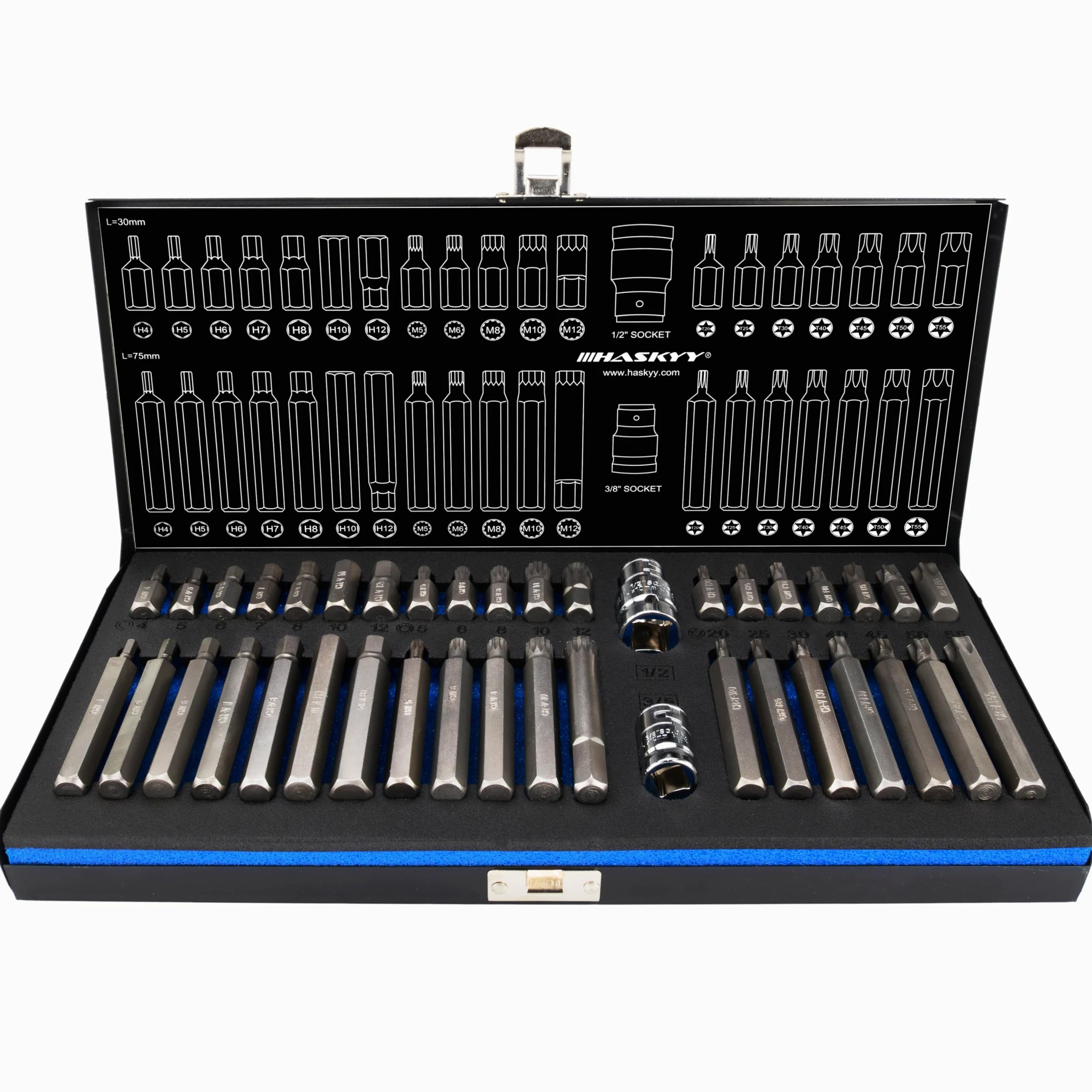 HASKYY 40 piezas Torx llaves // Torx: T20 T25 T30 T40 T45 T50 T55 - M5 M6 M8 M10 M12