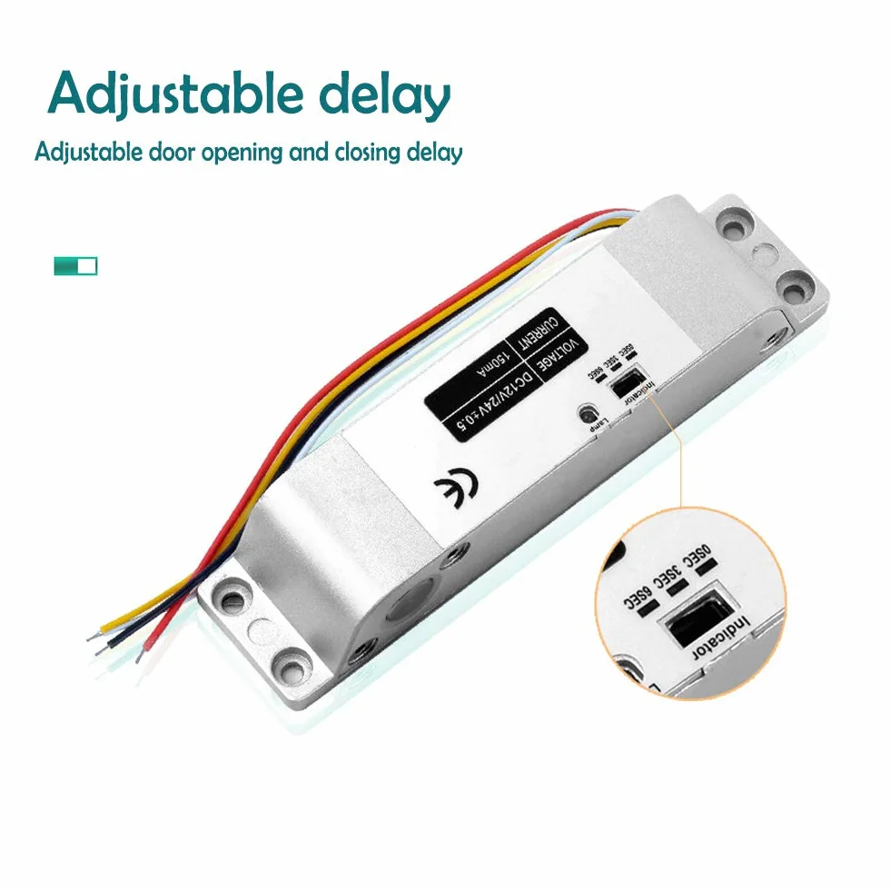 AMAO Cerradura de perno de descenso eléctrico DC 12V Fail Safe Cerradura de puerta electrónica para el sistema de seguridad de control de acceso con tiempo de retraso