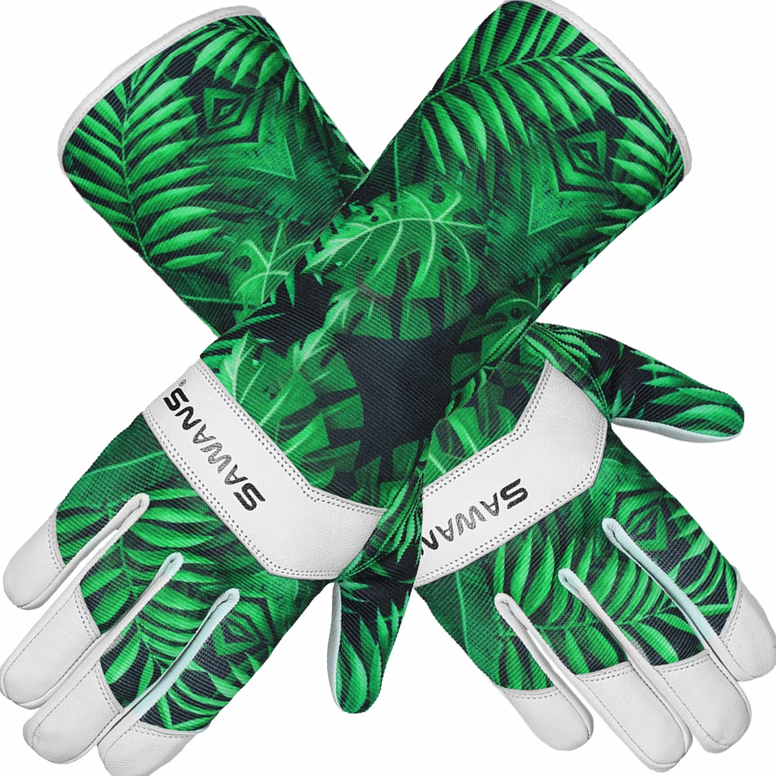 Guantes de Jardinería de Cuero Piel de Cabra Elastano Transpirable a Prueba de Espinas Protección Antebrazo Largo M
