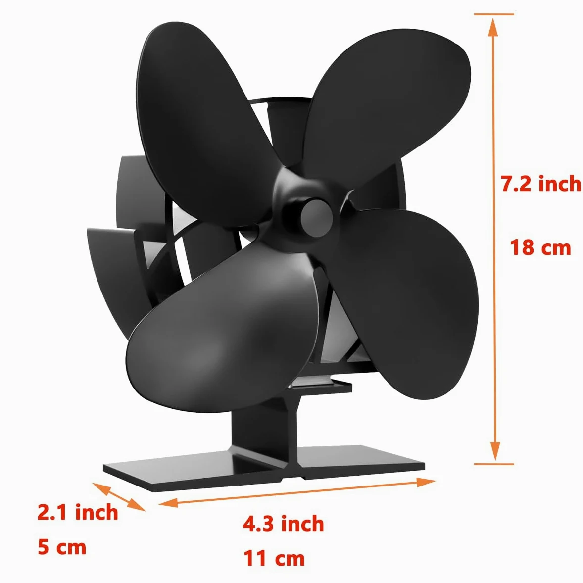 Ventilador de chimenea Ventilador de estufa de leña de 4 aspas de funcionamiento silencioso - Colol Negro y Rojo
