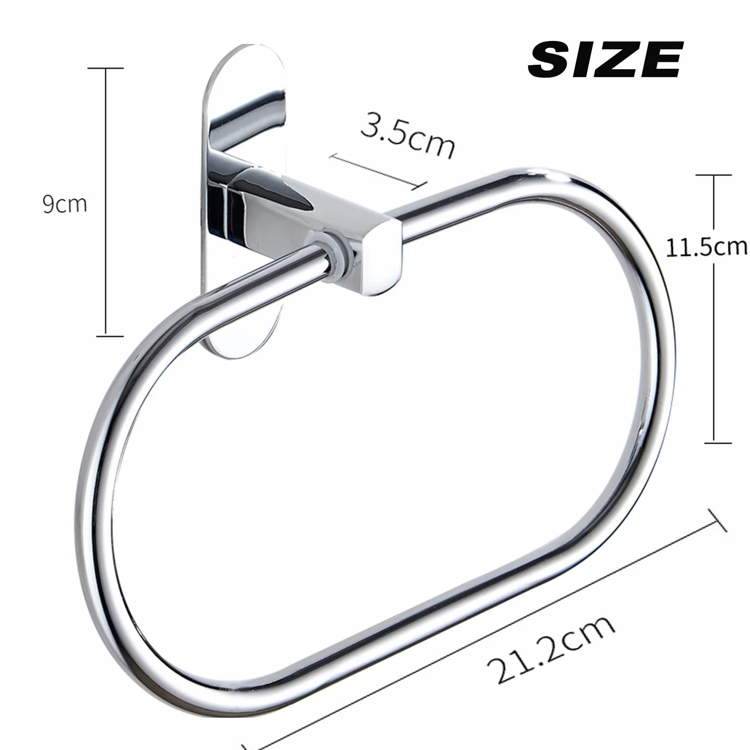 Toallero Adhesivo Fuerte de Acero Inoxidable para Baño sin Taladro, Colgador de Toalla de Aro
