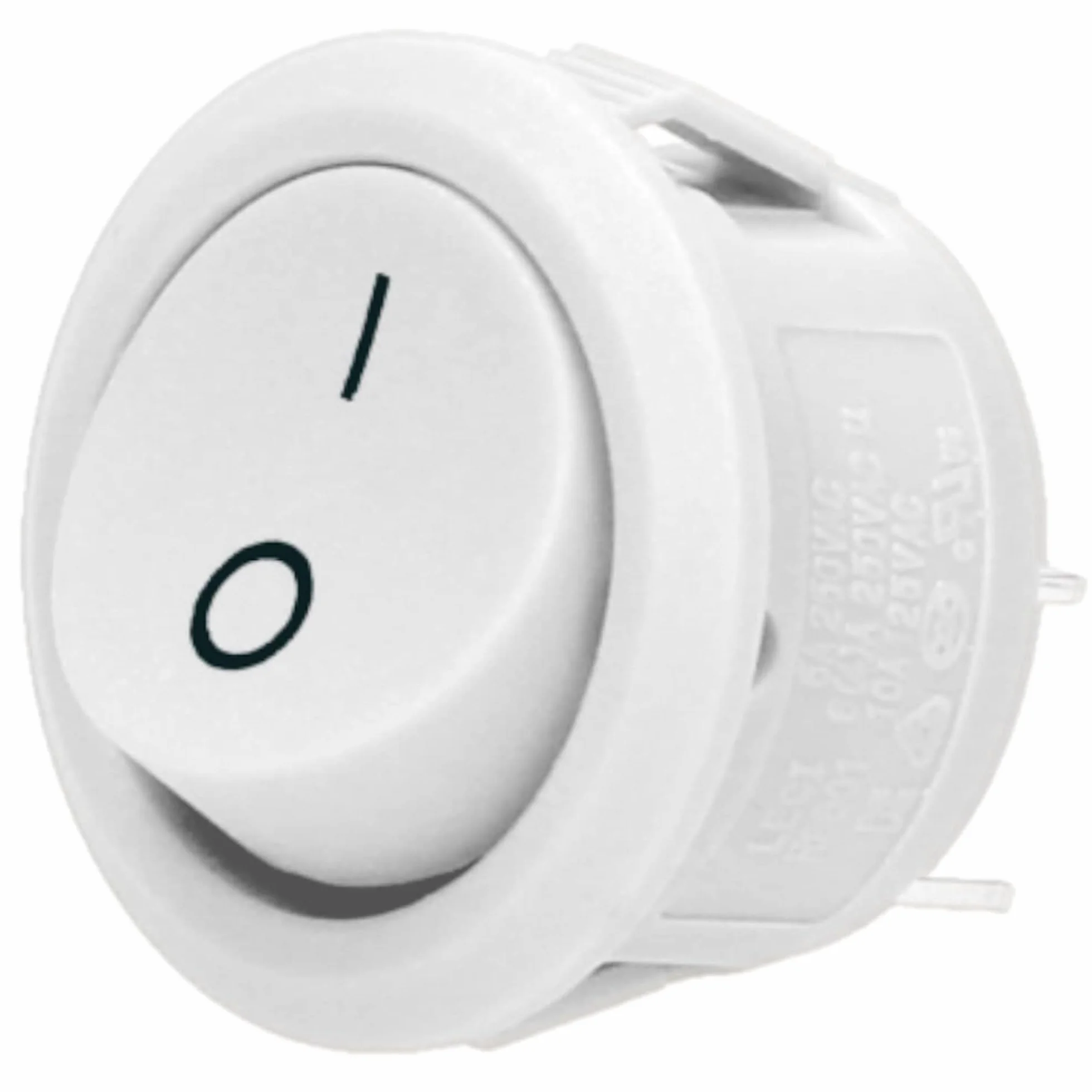 Interruptor Basculante Redondo - Ideal para Circuitos y Controles Fiables - Corriente: 6, 10A - Tensión de alimentación: 230V (Blanco)